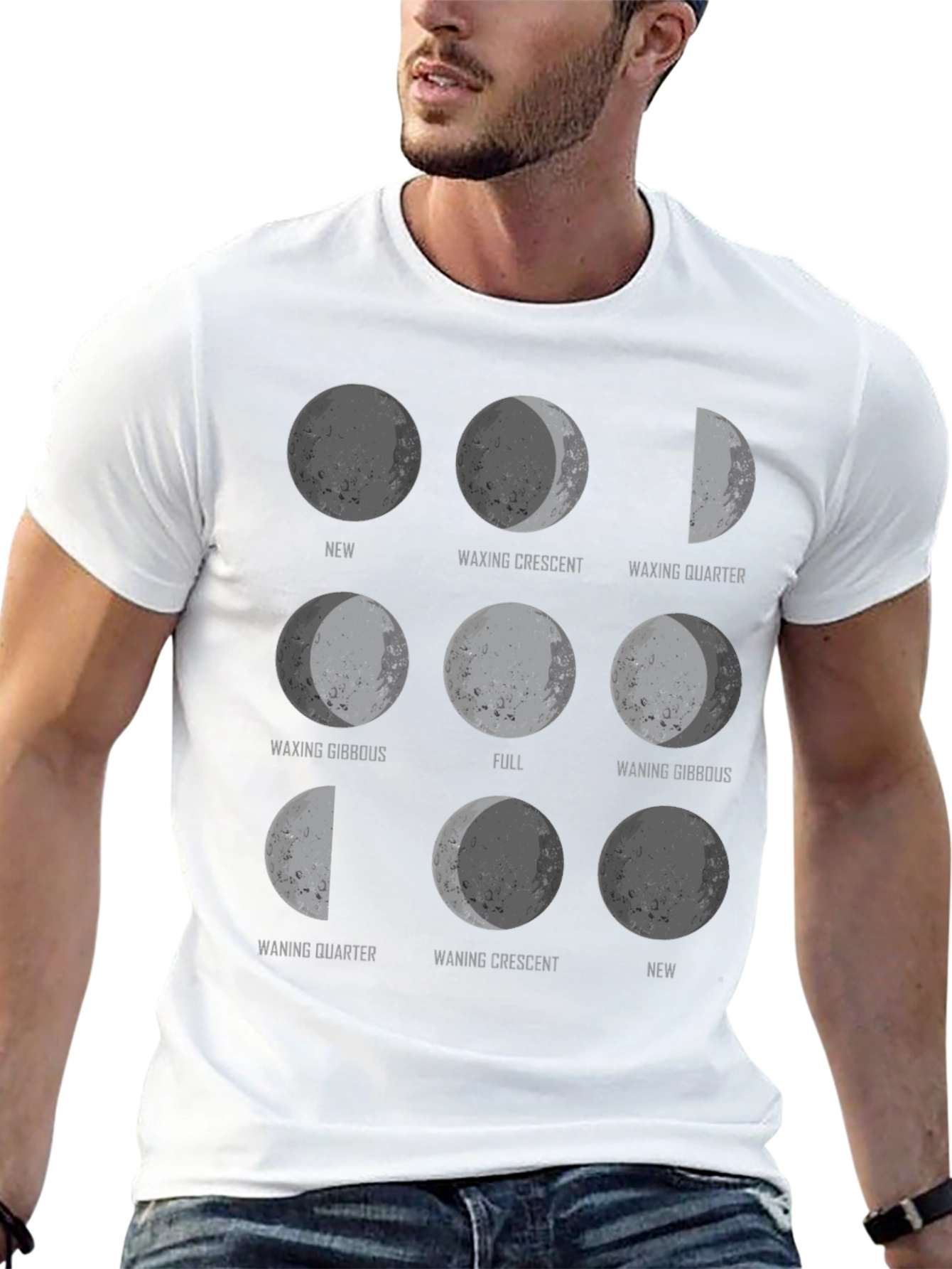 Black Moon Phases Graphic Tee - Astronomy T-Shirt view 13