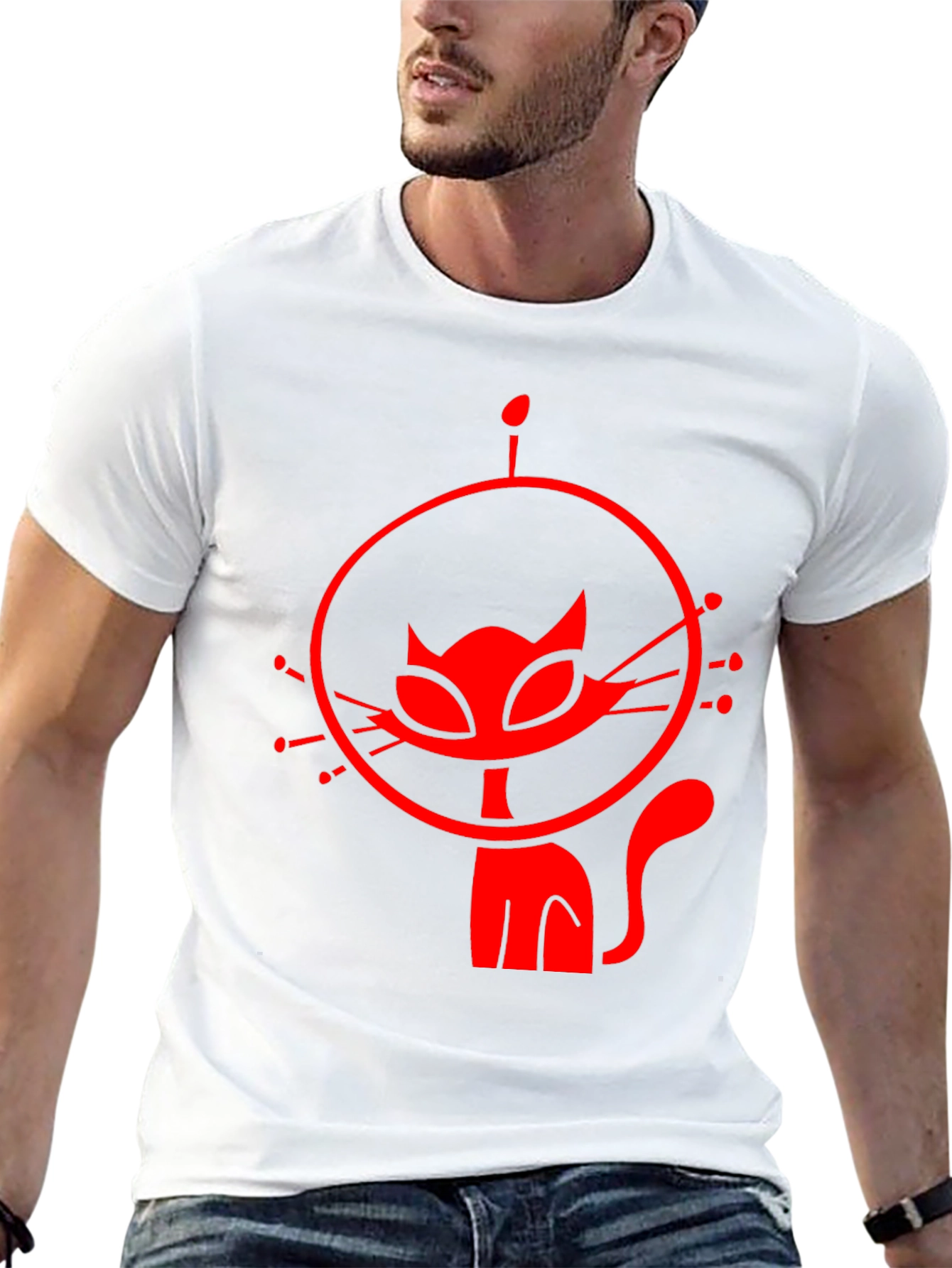 Black Retro Cat Astronaut Black Graphic Tee view 13