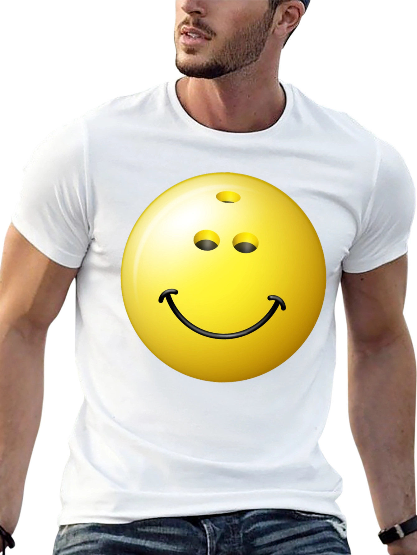 Black Bowling Ball Smiley Face Black T-Shirt view 13