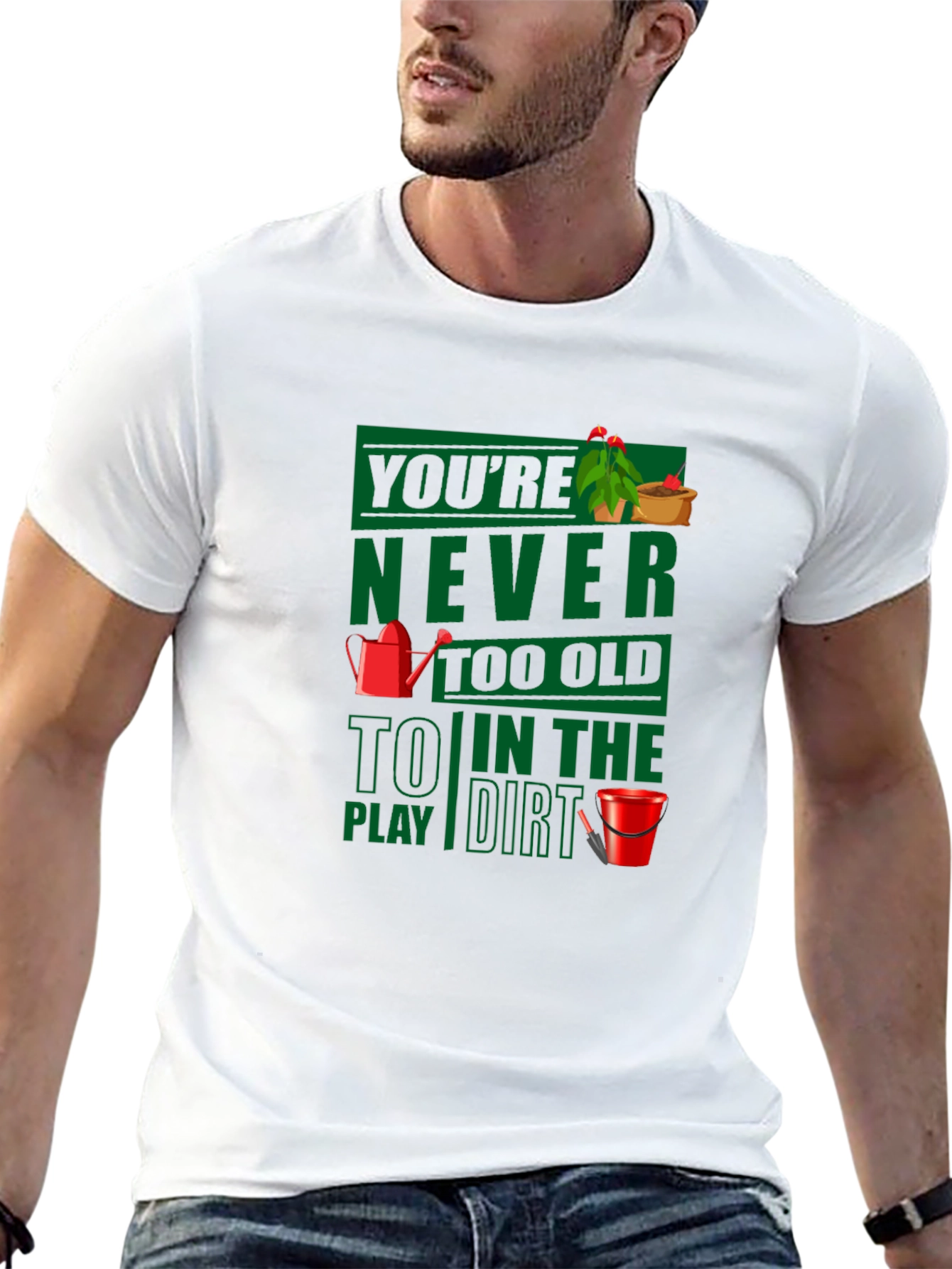 Black Funny Gardening T-Shirt: Never Too Old to Play in the Dirt view 13