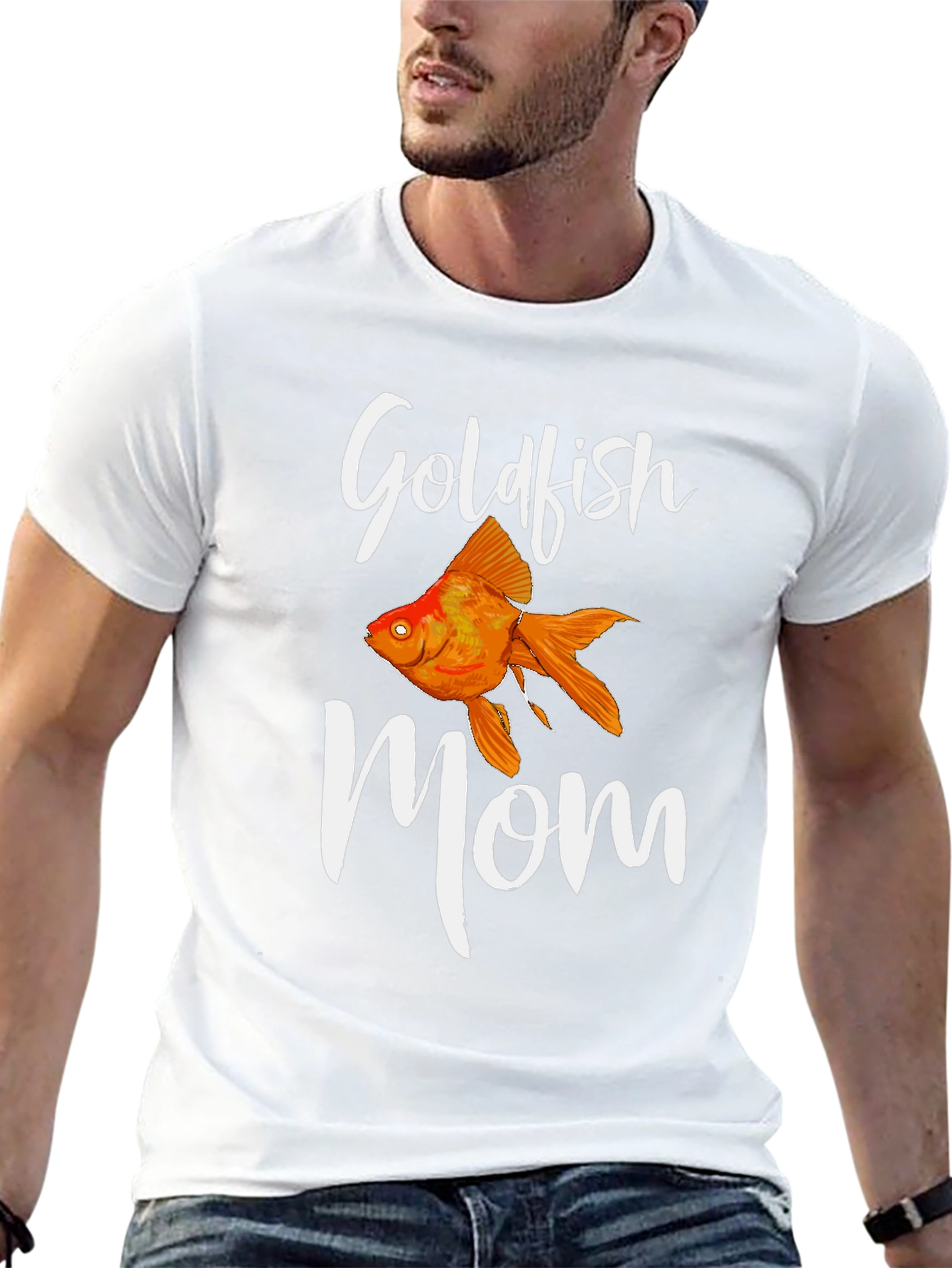 Black Goldfish Mom T-Shirt - Black Cotton Tee view 13