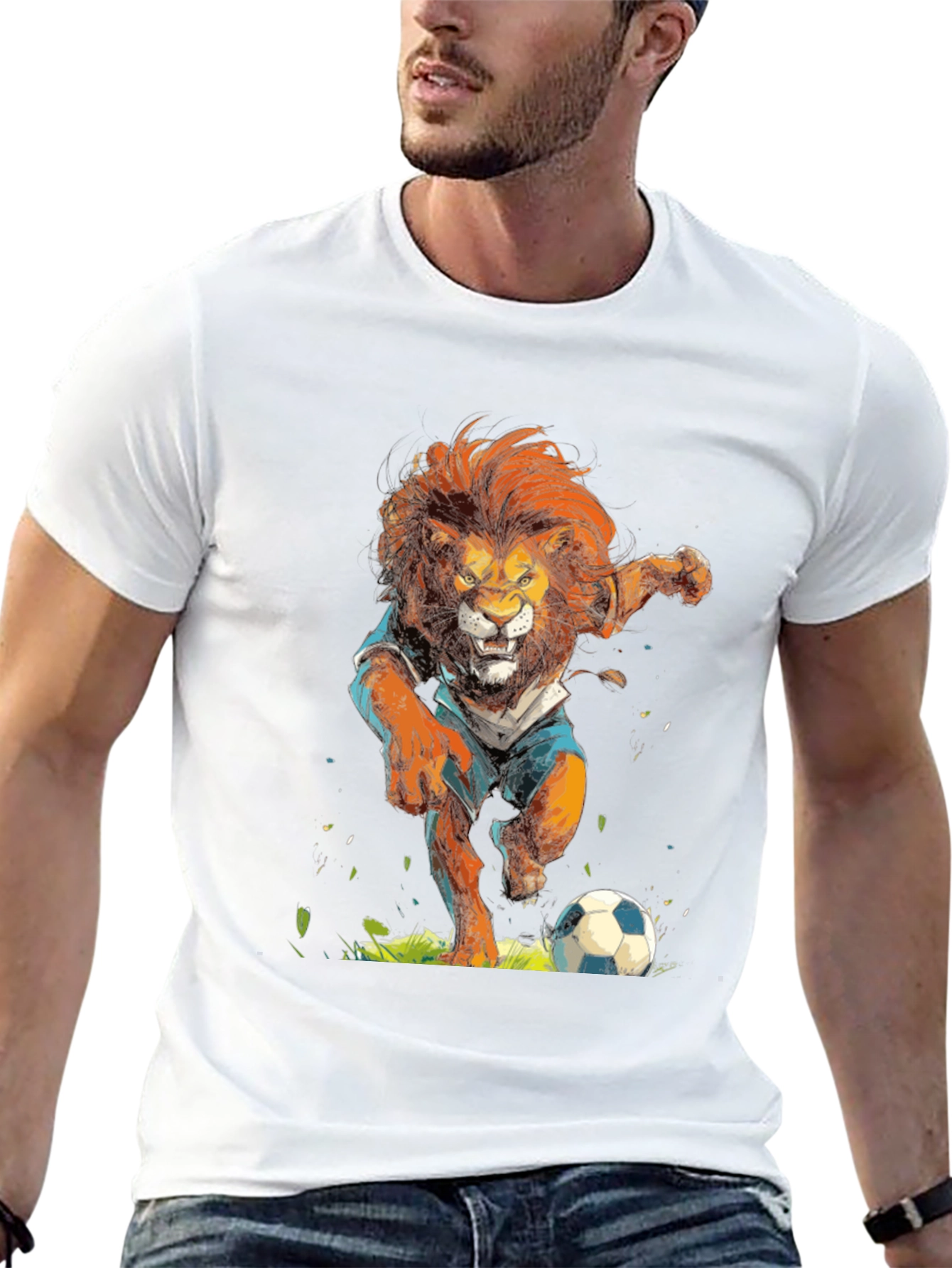 Black Lion Soccer T-Shirt - Black Graphic Tee view 13