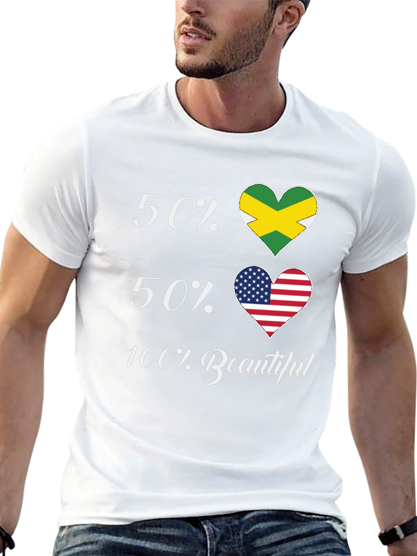 Jamaican American Pride T-Shirt - 50/50 Flags - 13