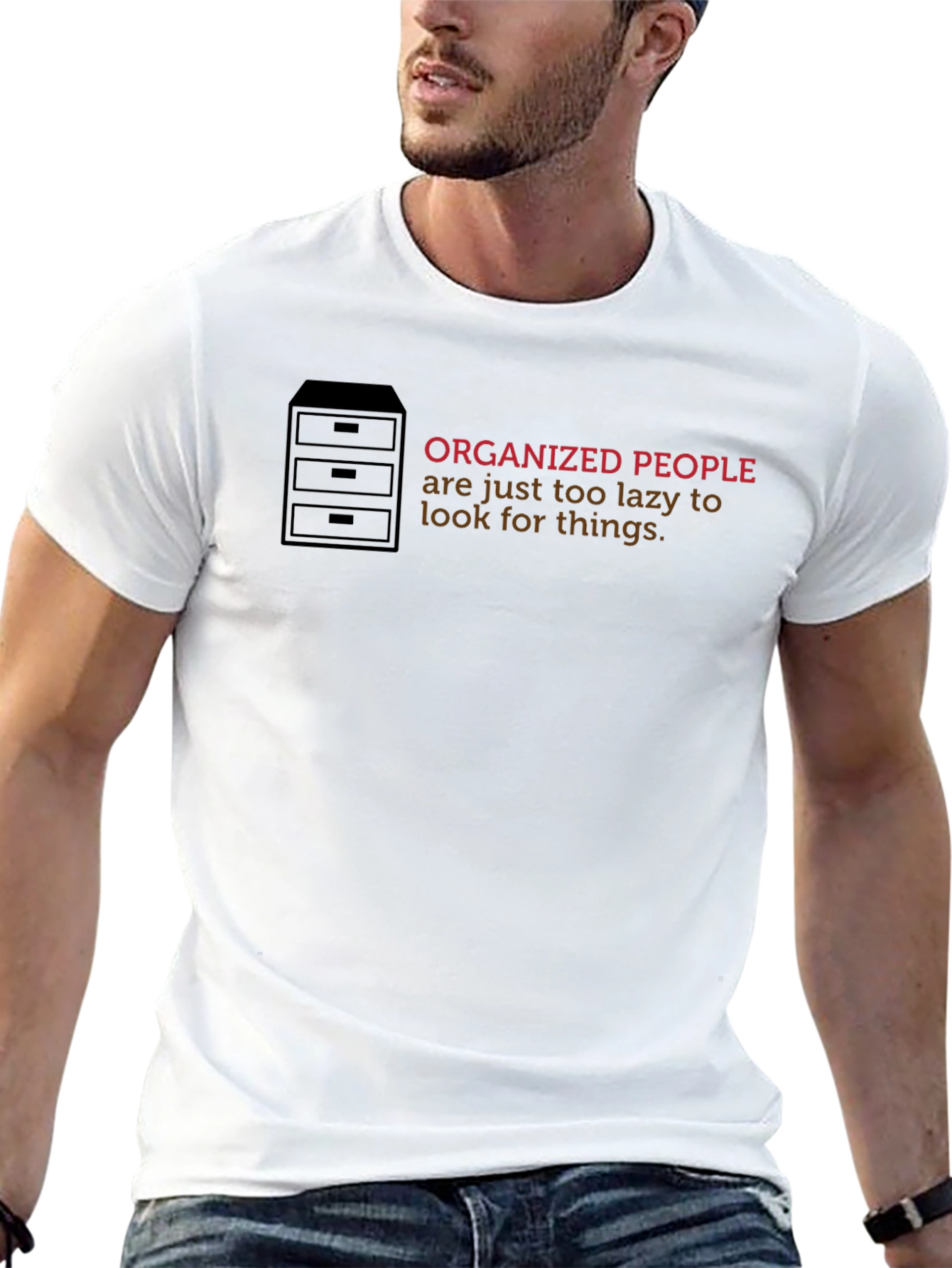 Black Organized People Funny Graphic T-Shirt view 13
