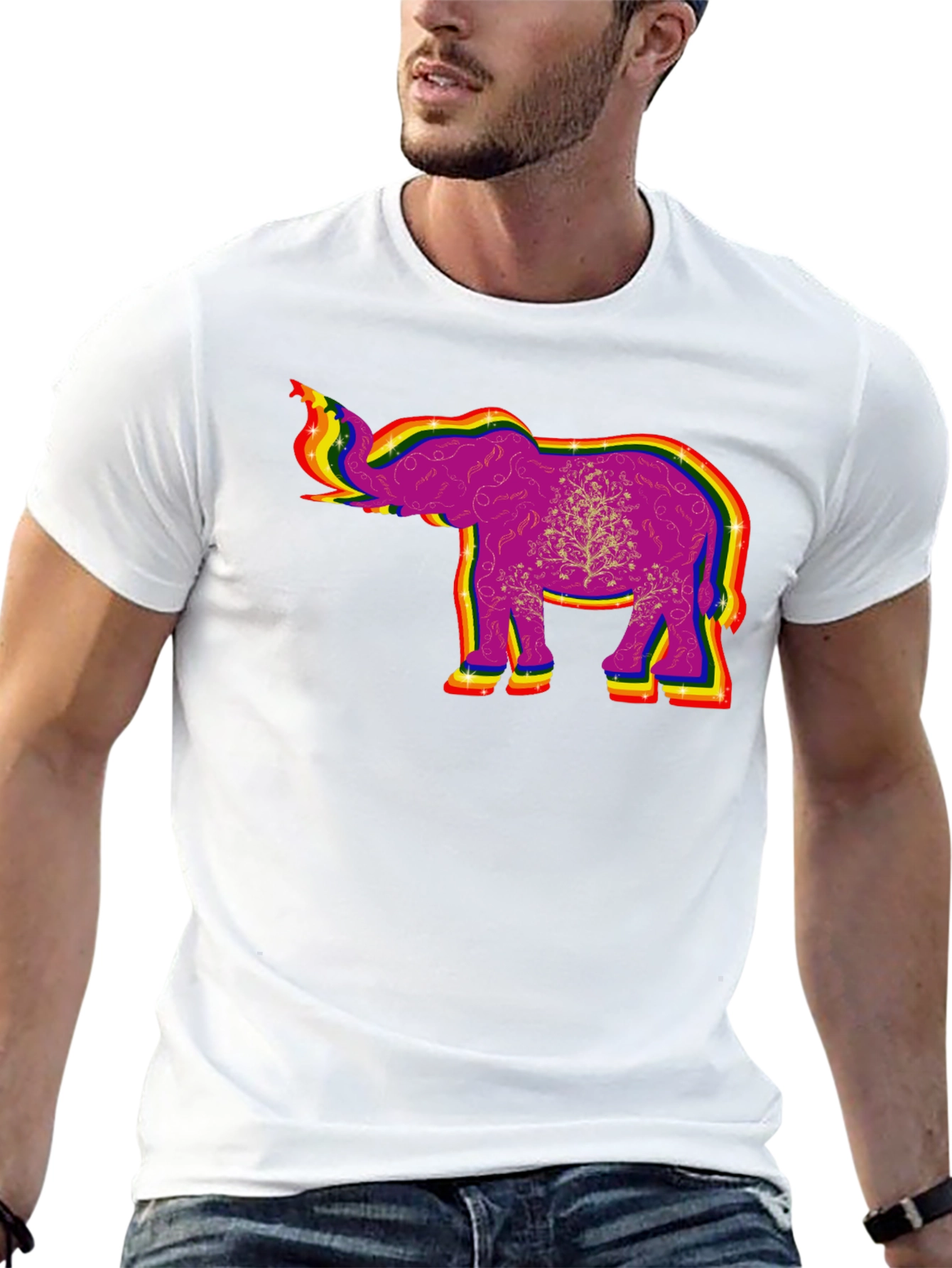 Black Rainbow Elephant Graphic Tee - Unique Design view 13