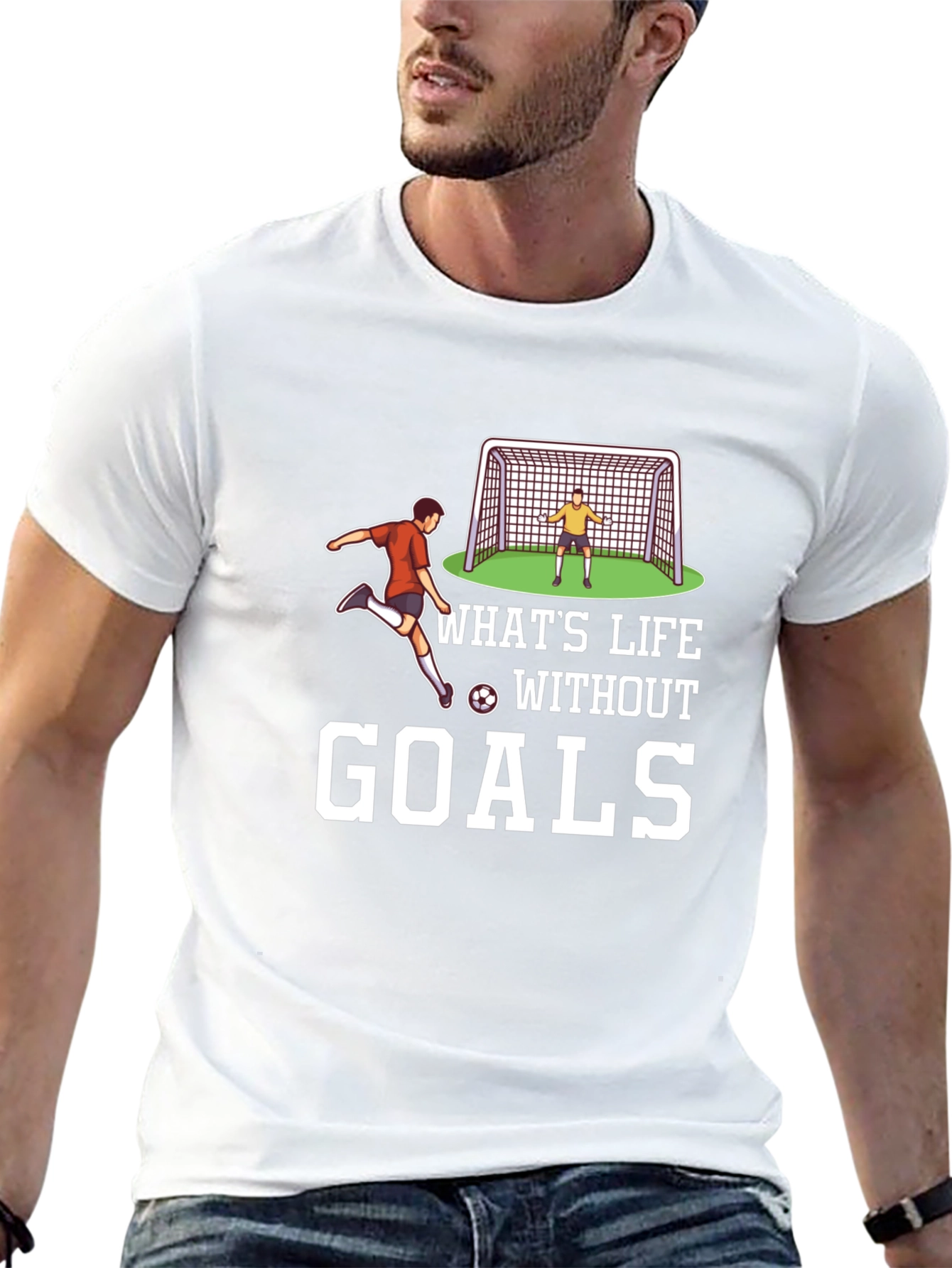 Black Soccer Goals Graphic T-Shirt - Black Casual Tee view 13
