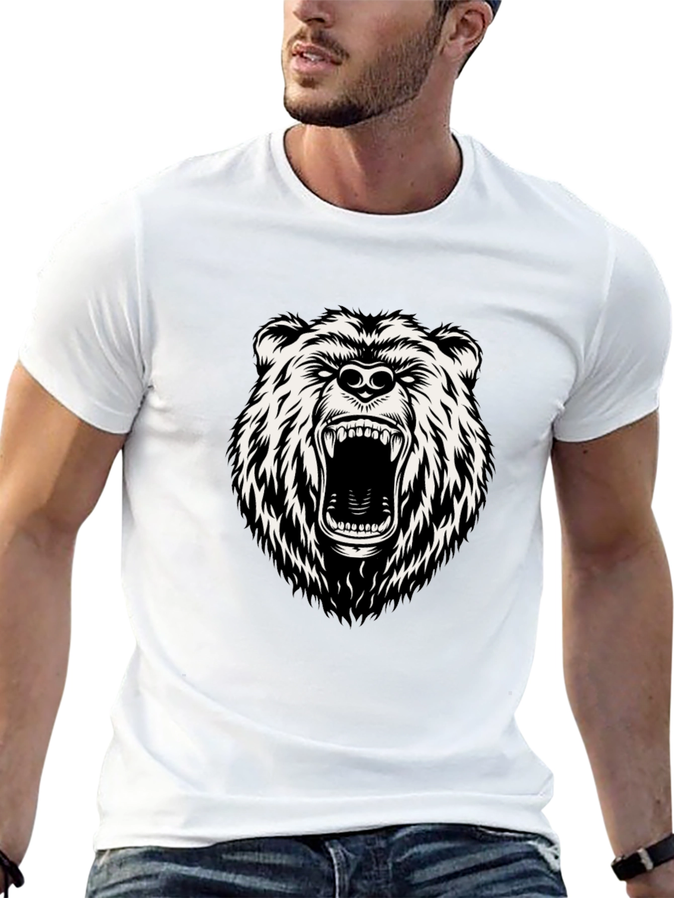 Black Men's Black Bear Graphic T-Shirt view 13