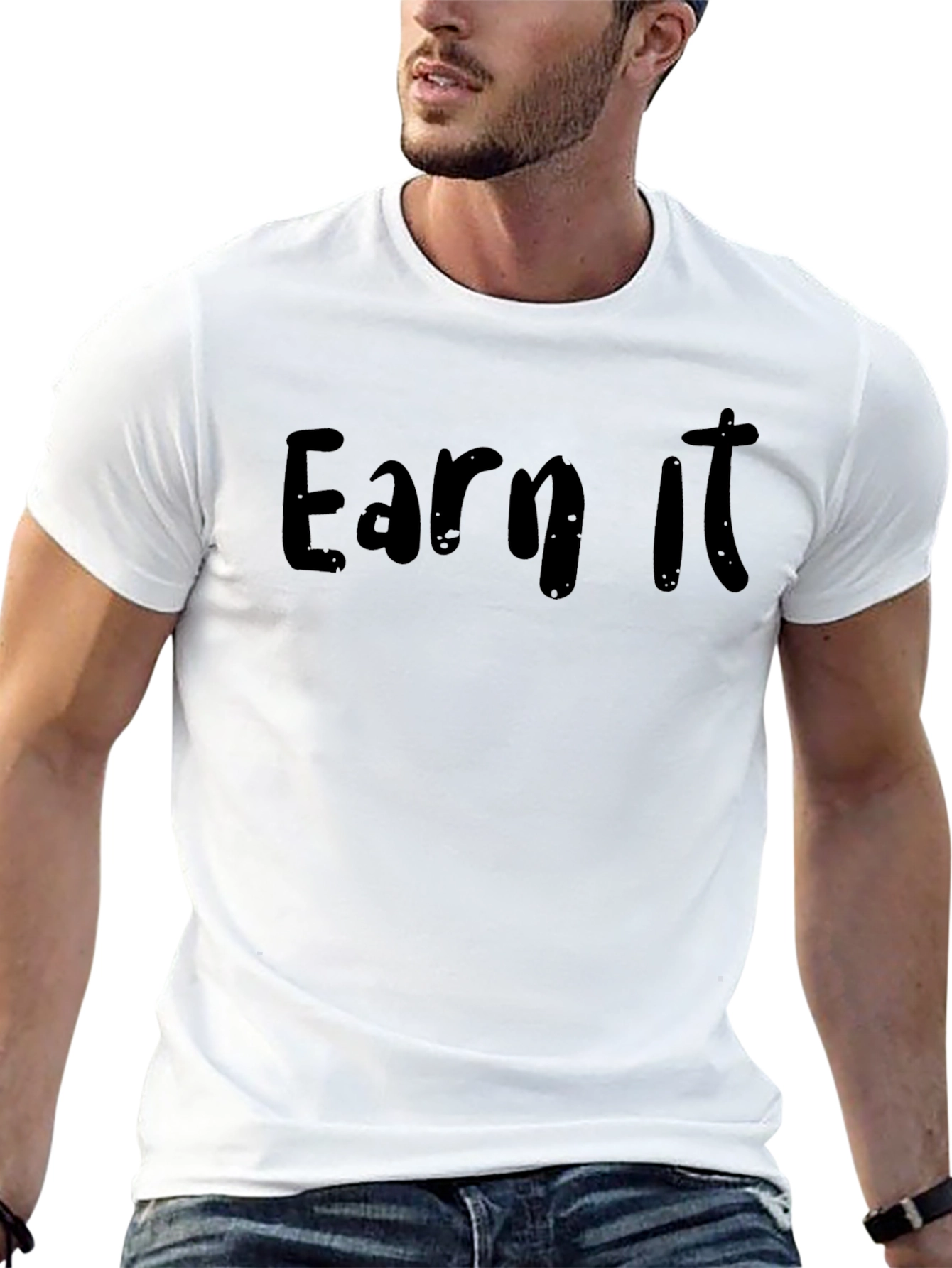 Black Earn It Black Cotton T-Shirt view 13
