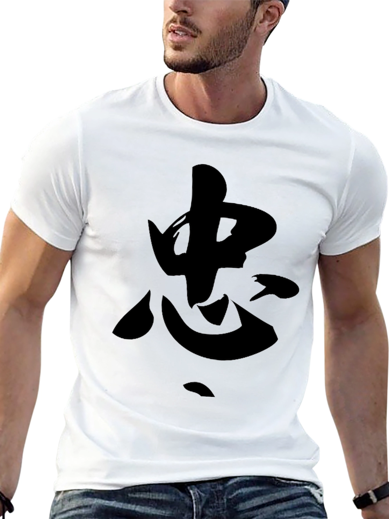 Black Stylish Black T-Shirt with Kanji Design view 13