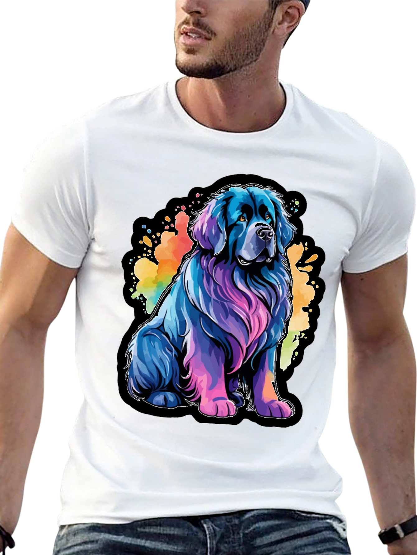 Black Colorful Dog Graphic Tee - Soft Cotton Blend view 13
