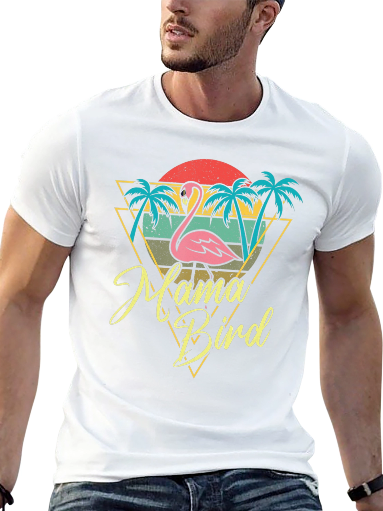 Black Mama Bird Flamingo Graphic Tee - Tropical Style view 13