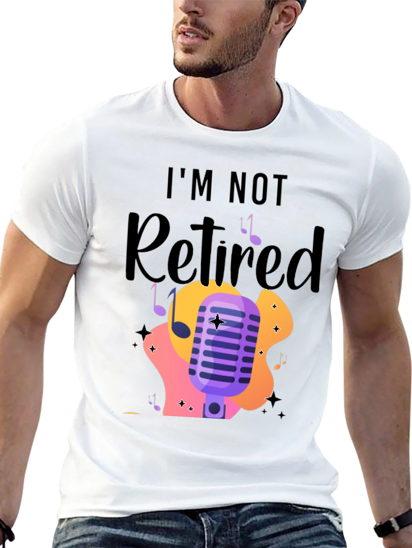 Black I'm Not Retired Music Lover T-Shirt view 13