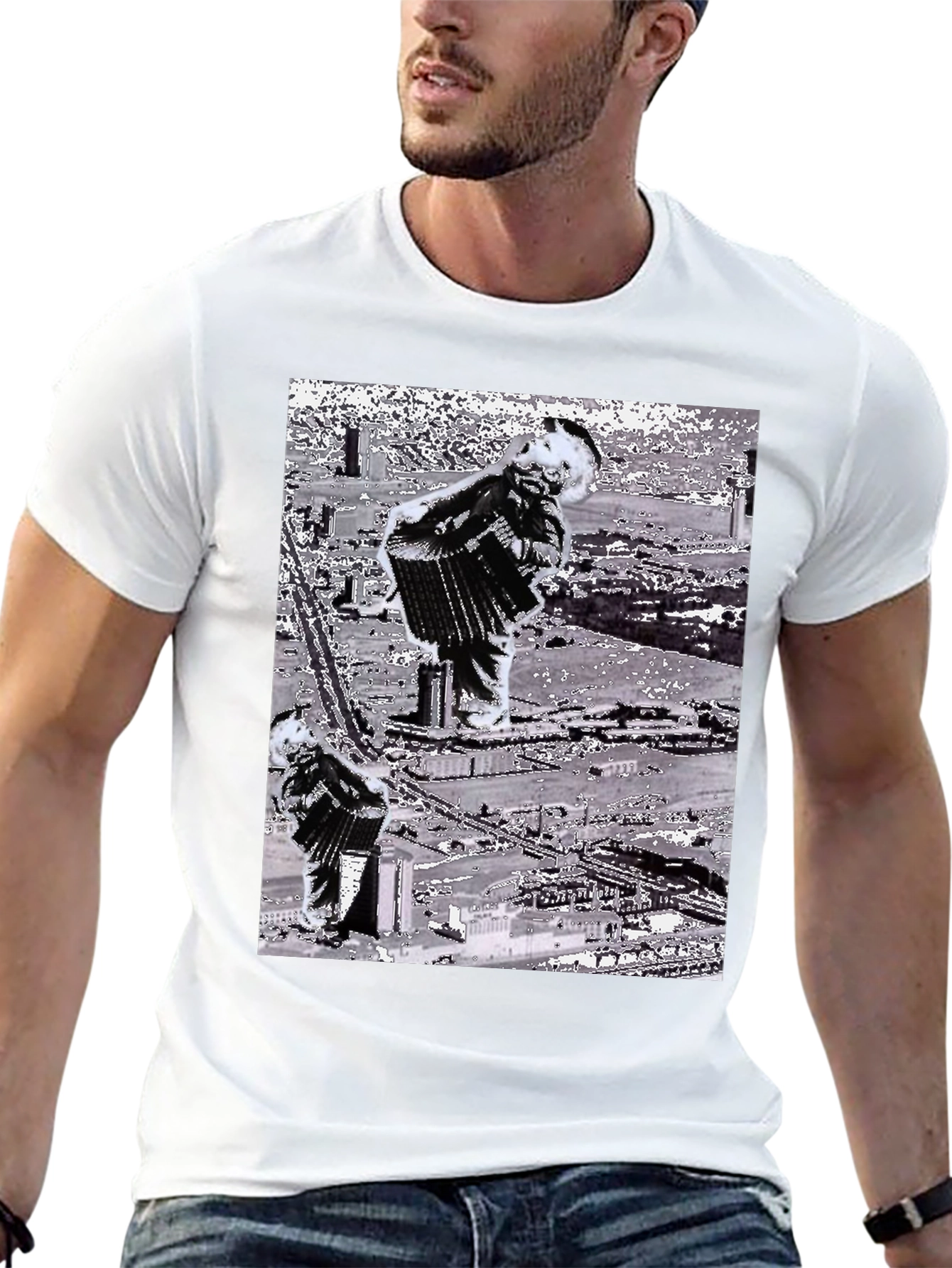 Black Accordion Player Graphic T-Shirt view 13