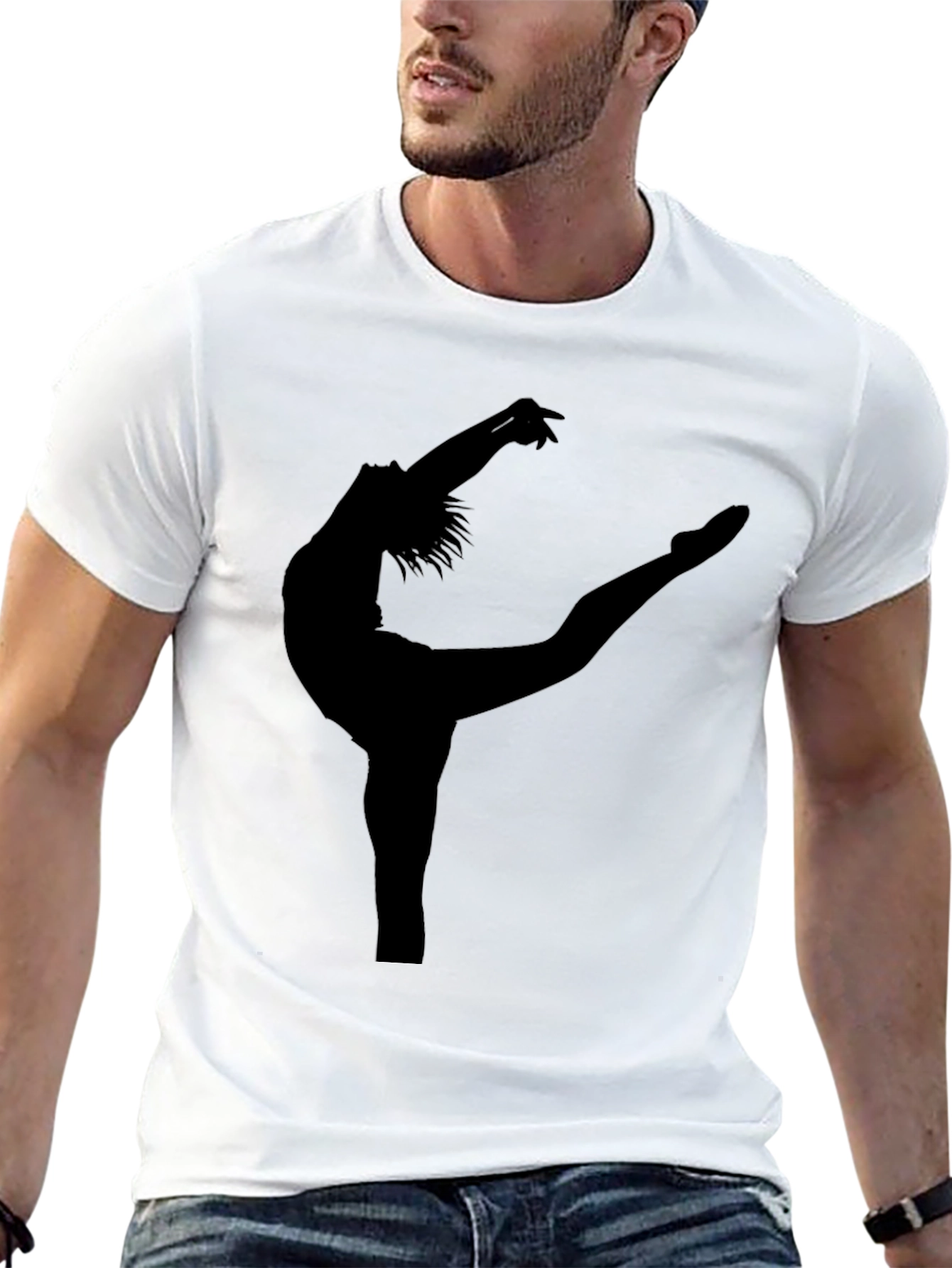 Black Ballet Dancer Silhouette Black T-Shirt view 13