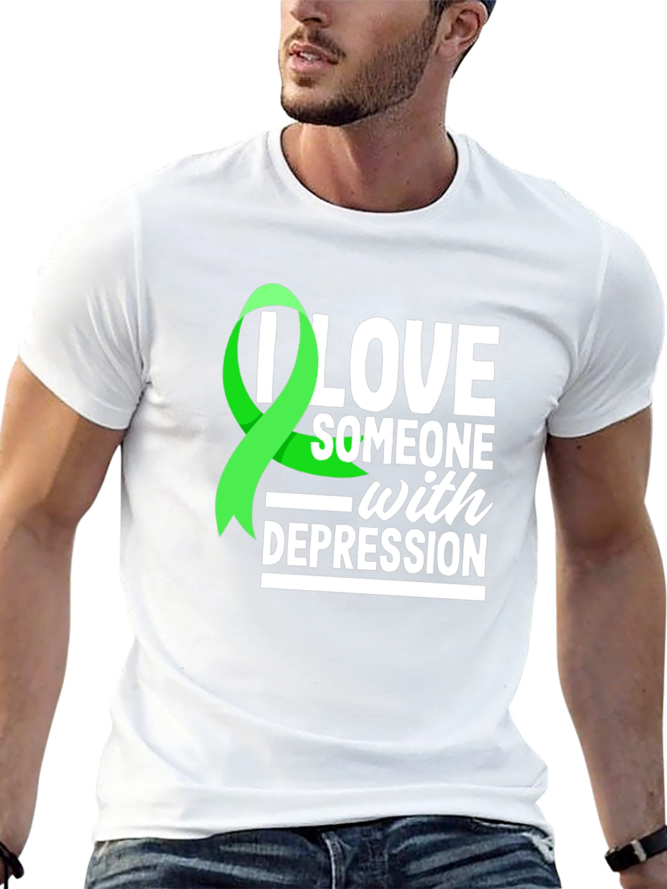 Black I Love Someone With Depression Awareness T-Shirt view 13