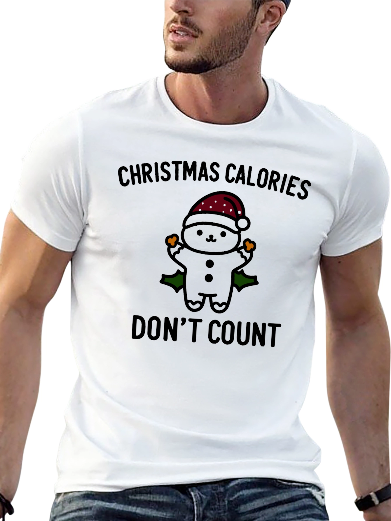 Black Christmas Calories Don't Count T-Shirt view 13
