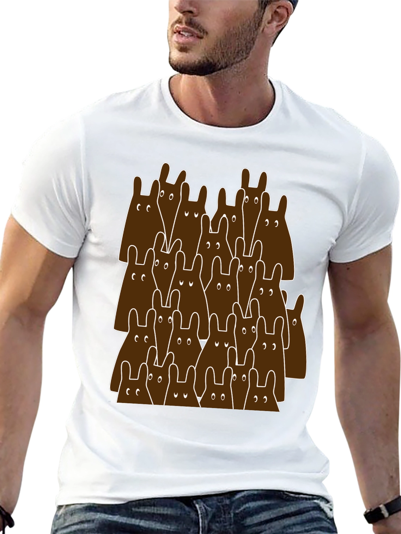 Black Funny Bear Graphic Tee - Unique Animal Print Shirt view 13