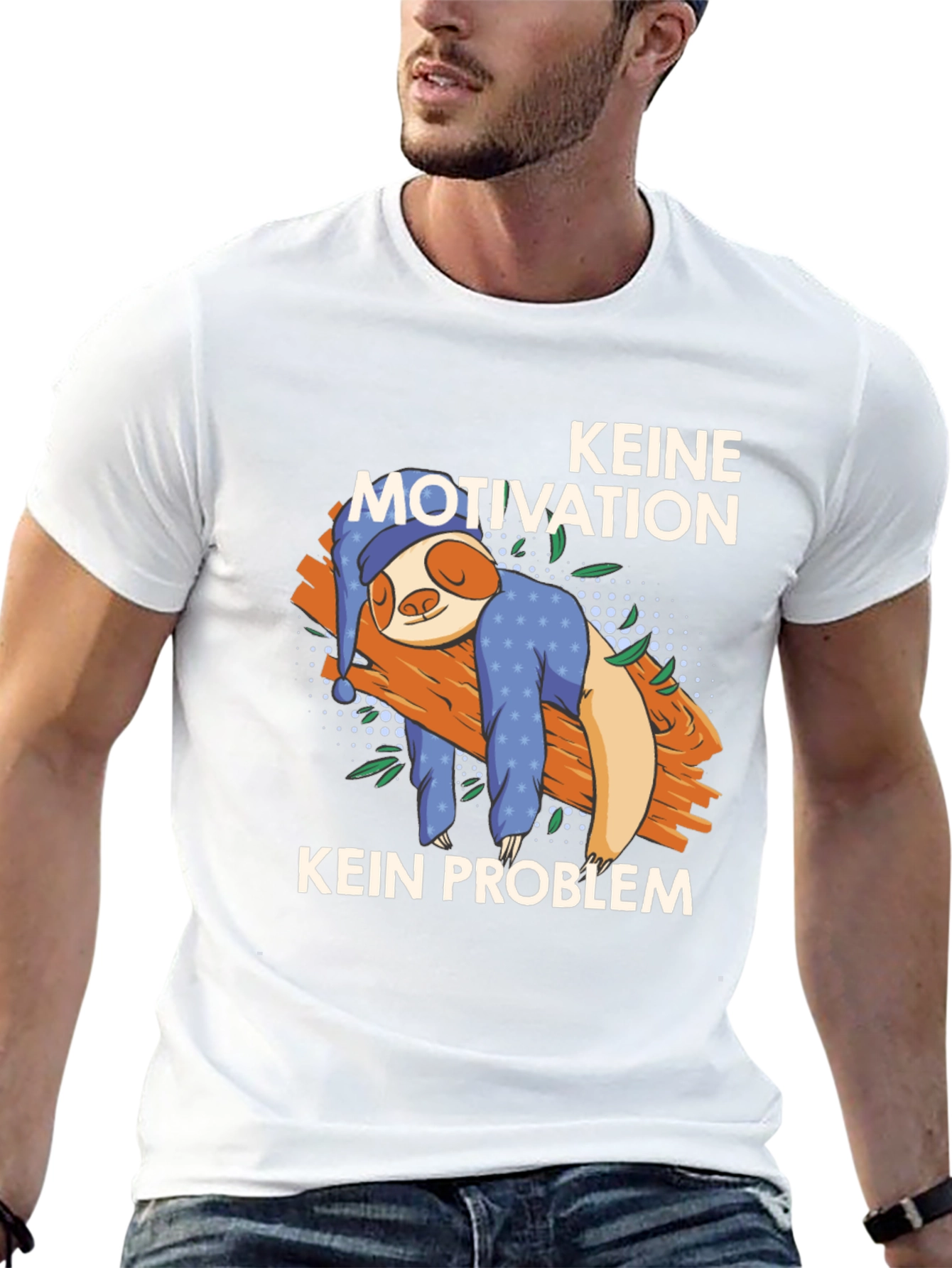 Black No Motivation No Problem Sloth T-Shirt view 13