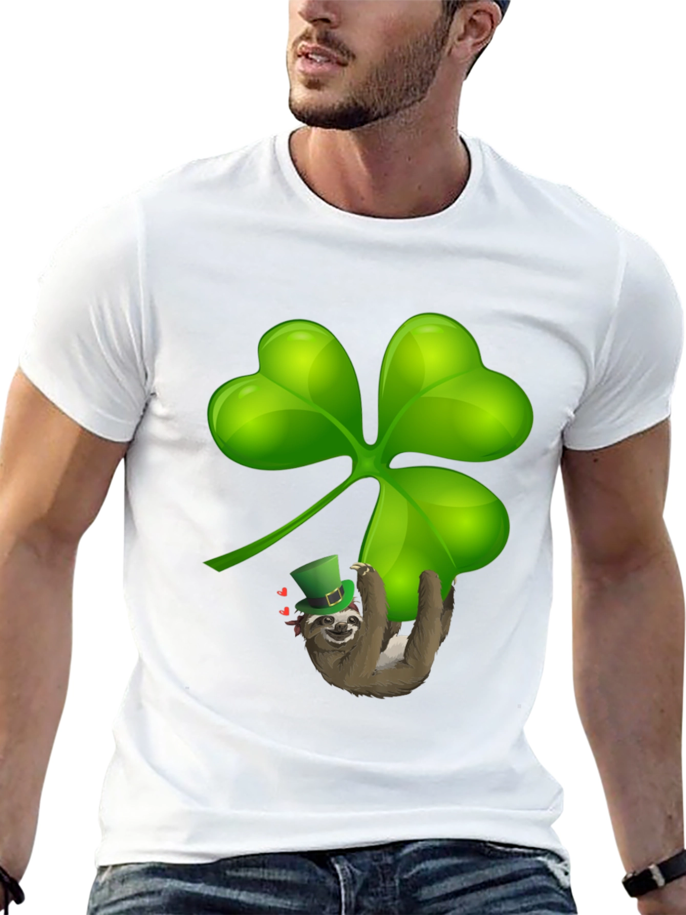 Black Sloth Shamrock T-Shirt - St. Patrick's Day Luck view 13