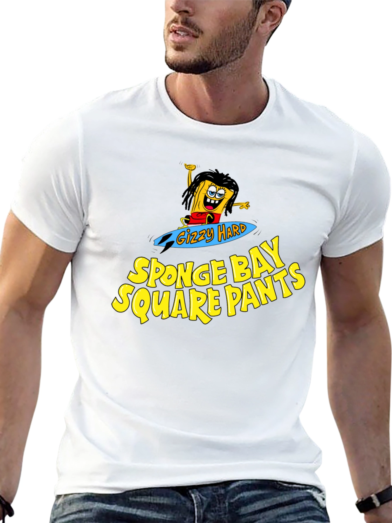 Black Sponge Bay Square Pants T-Shirt - Gizzy Hard Parody Tee view 13