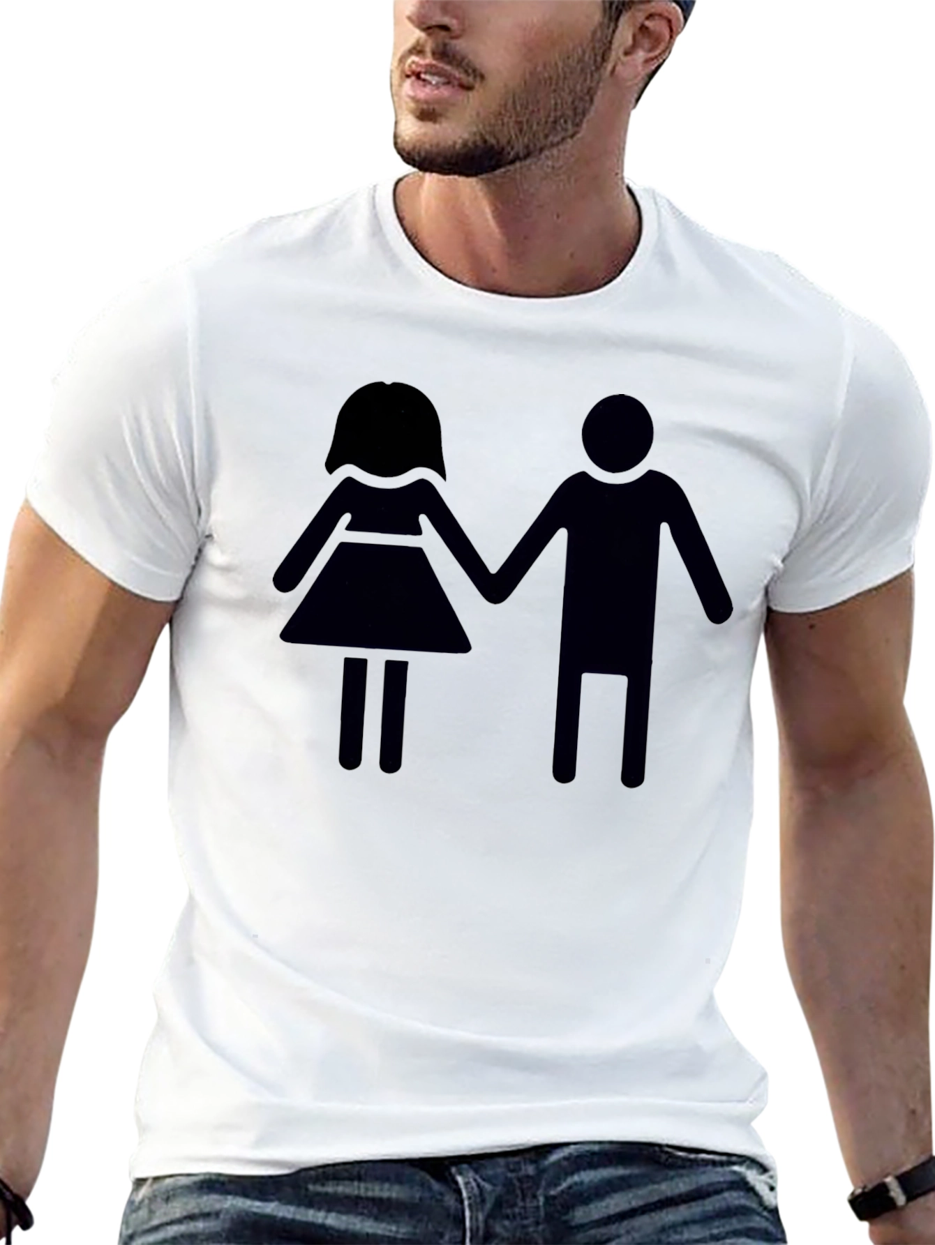 Black Stick Figure Couple Black T-Shirt view 13