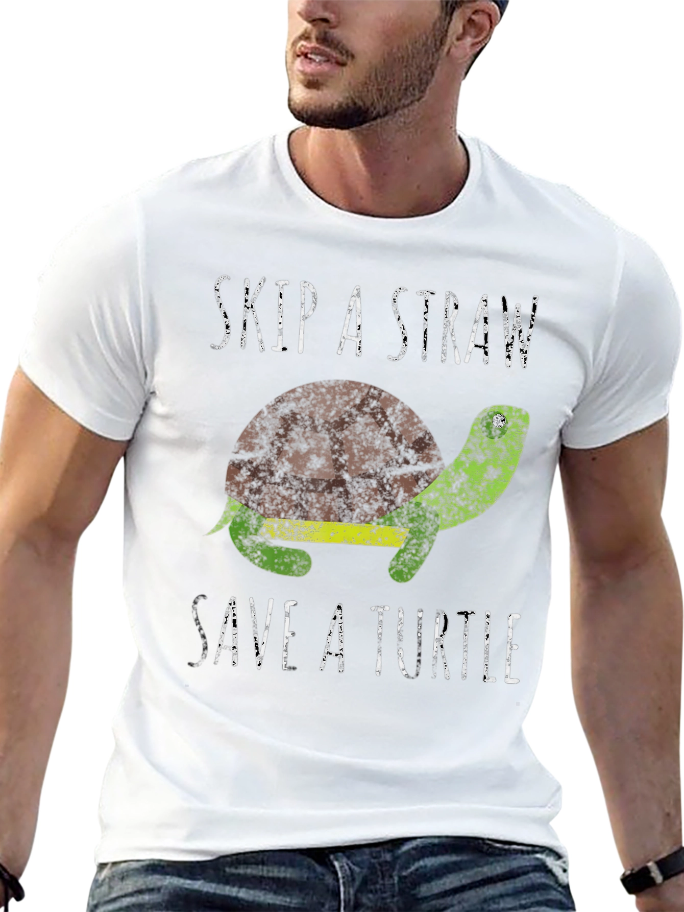 Black Skip A Straw Save A Turtle Graphic T-Shirt view 13