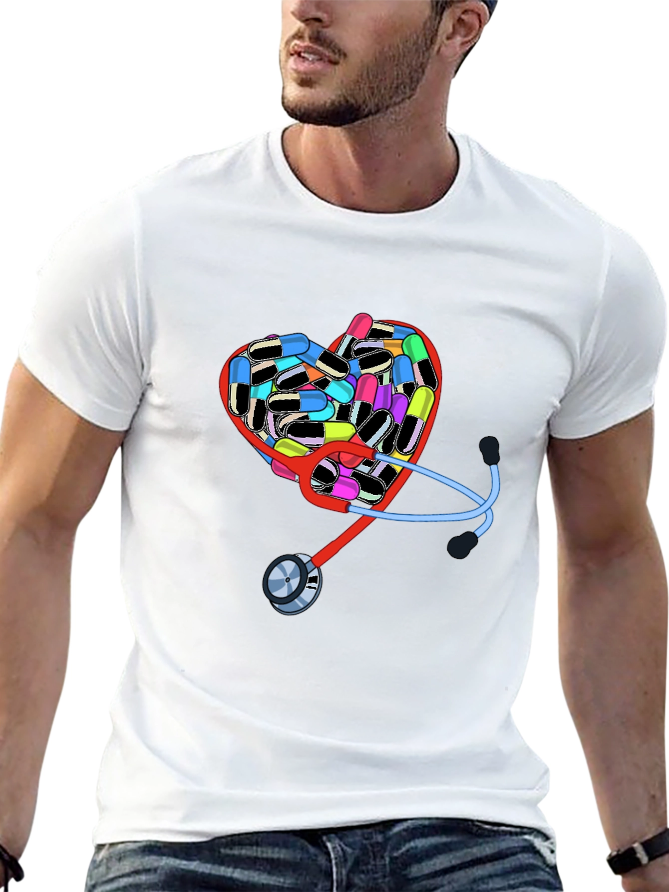 Black Heart Pills & Stethoscope Graphic T-Shirt view 13