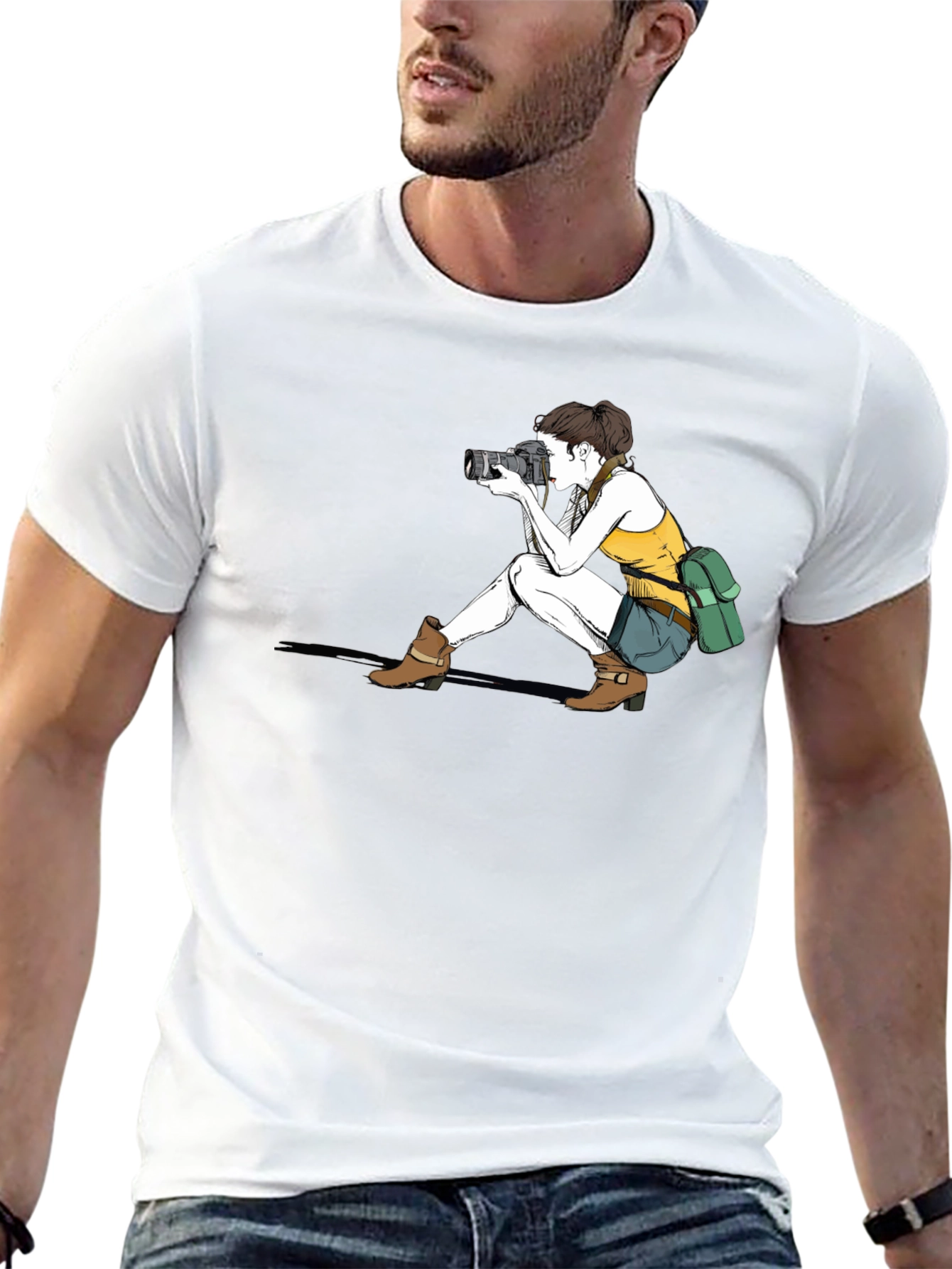 Black Photographer Graphic Tee - Unisex Black T-Shirt view 13