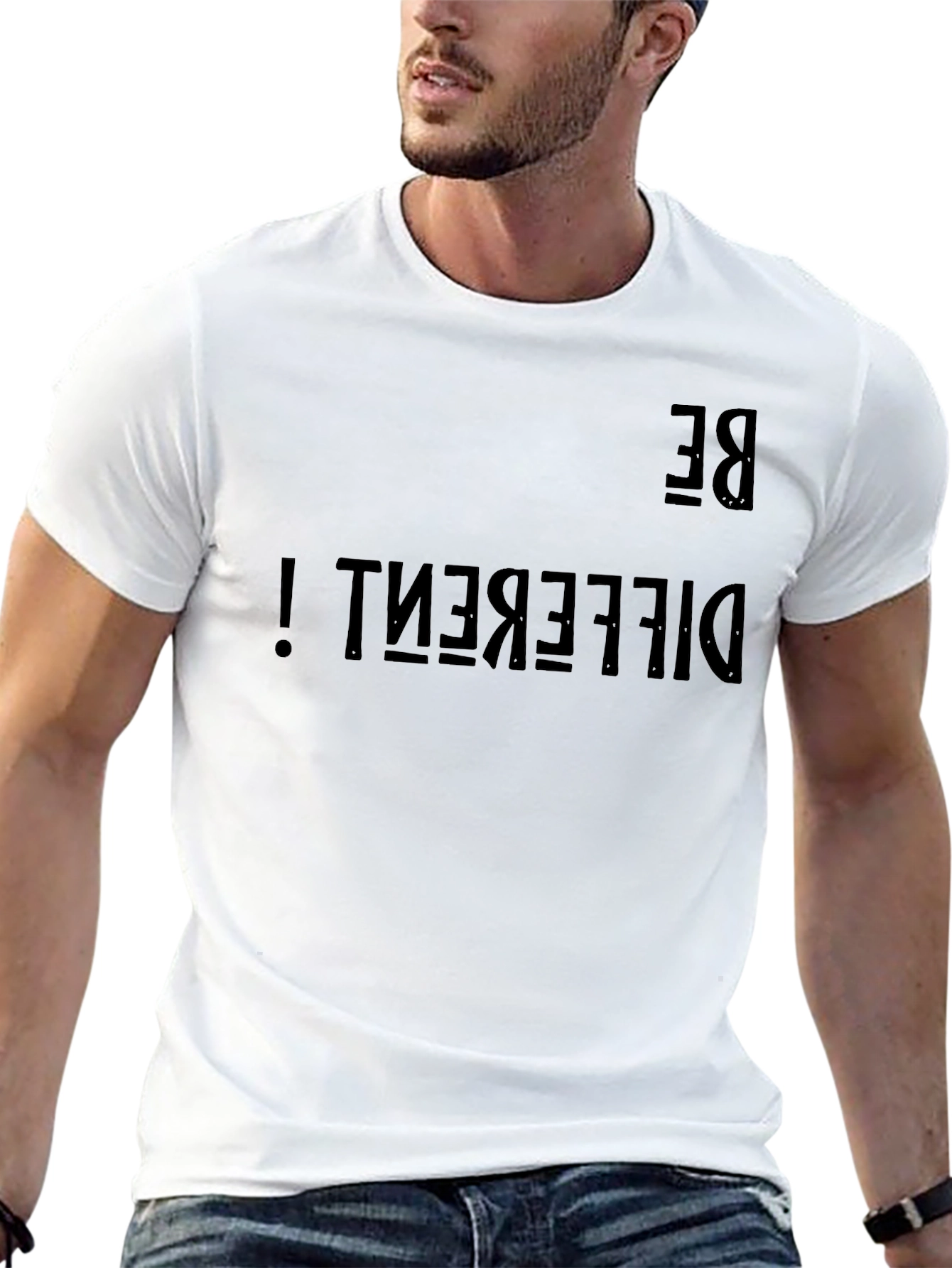 Black Be Different Graphic Tee - Black Cotton Casual Shirt view 13