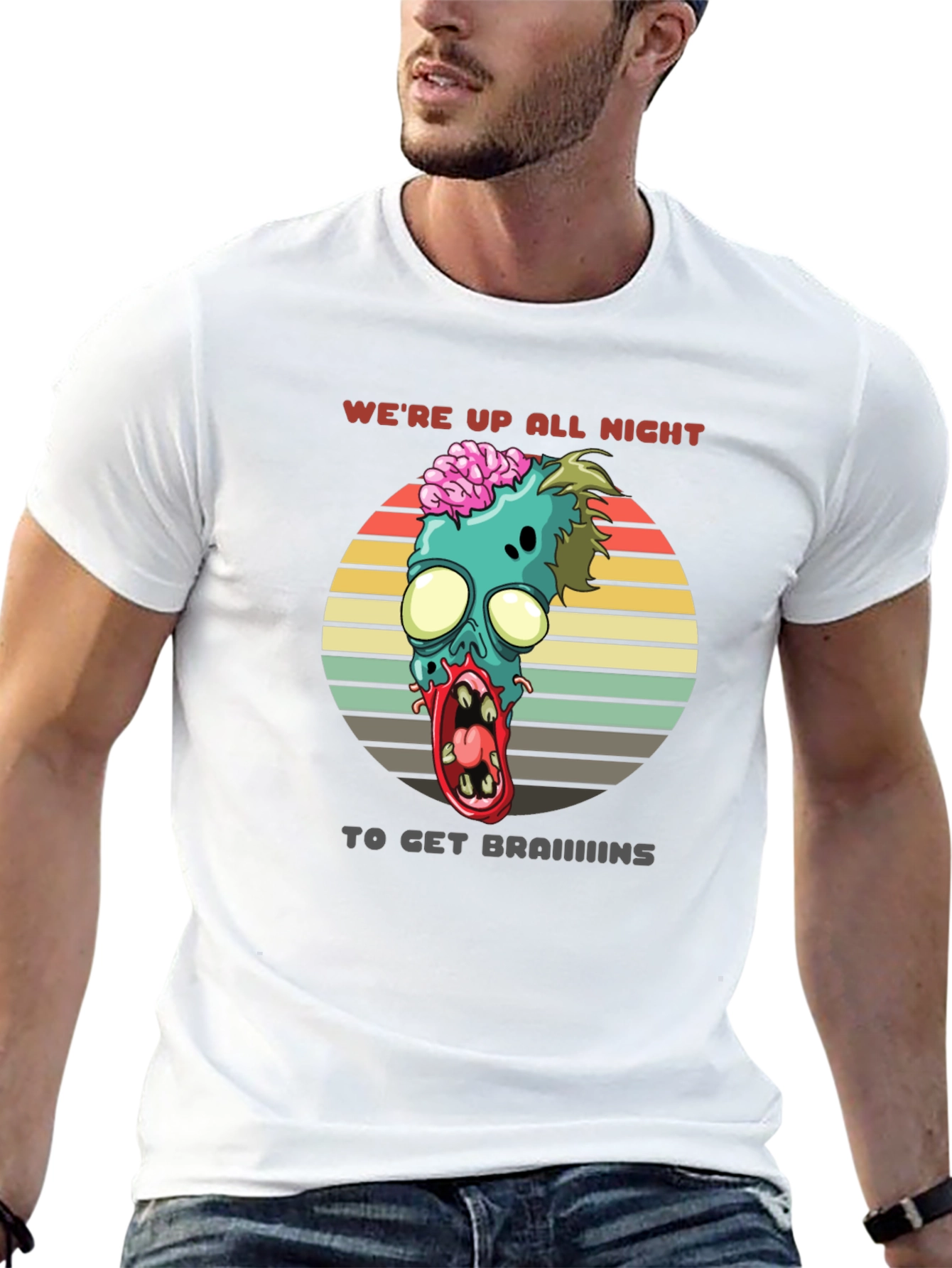 Black Zombie Brains T-Shirt - We're Up All Night view 13