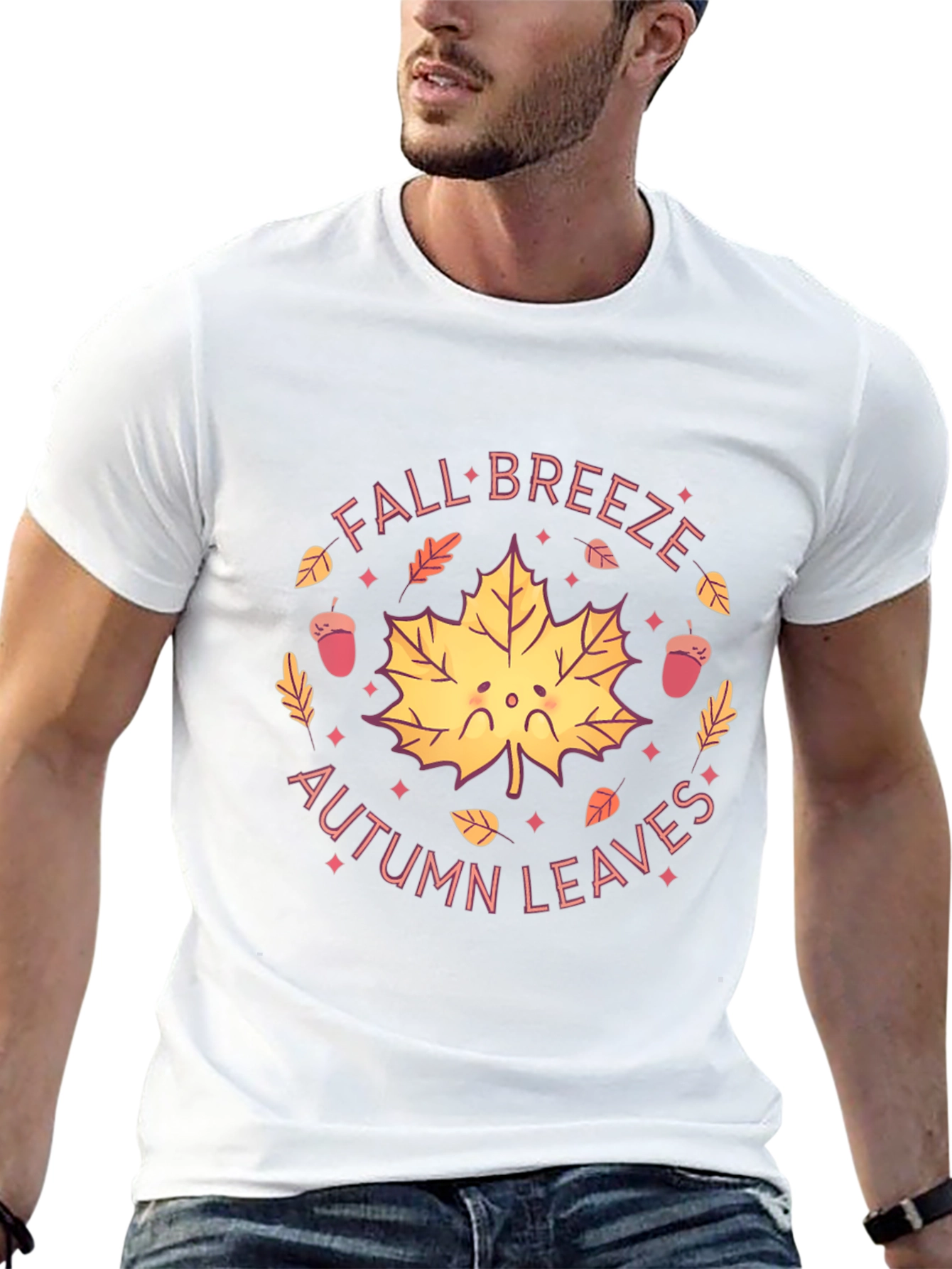 Black Fall Breeze Autumn Leaves Graphic T-Shirt view 13