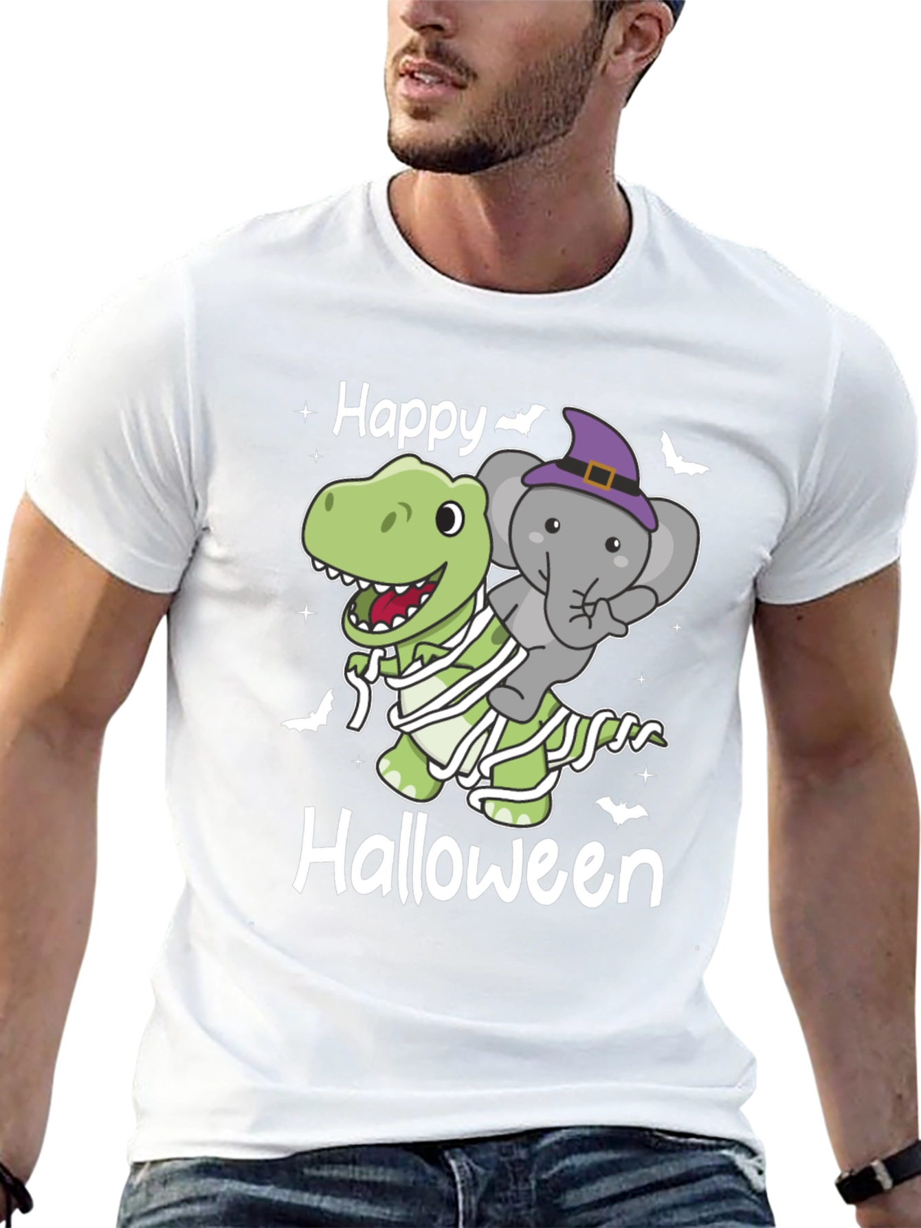 Happy Halloween Dinosaur & Elephant T-Shirt - 13
