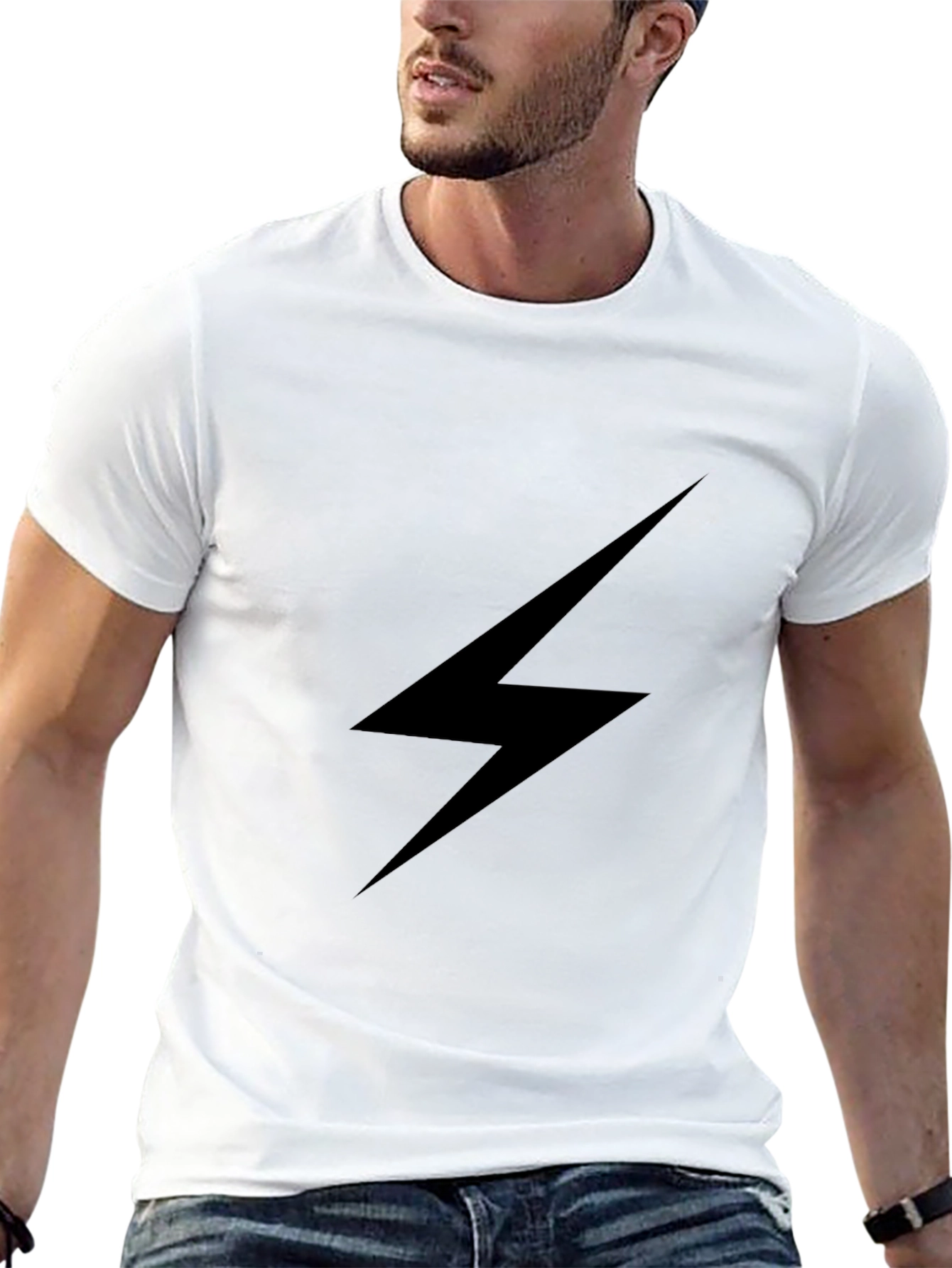 Black Black Lightning Bolt Graphic Tee - Stylish Casual Wear view 13