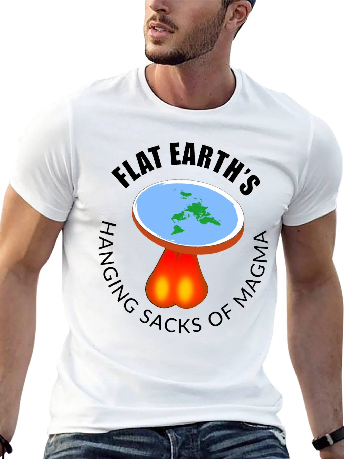 Black Flat Earth Hanging Sacks Of Magma T-Shirt view 13