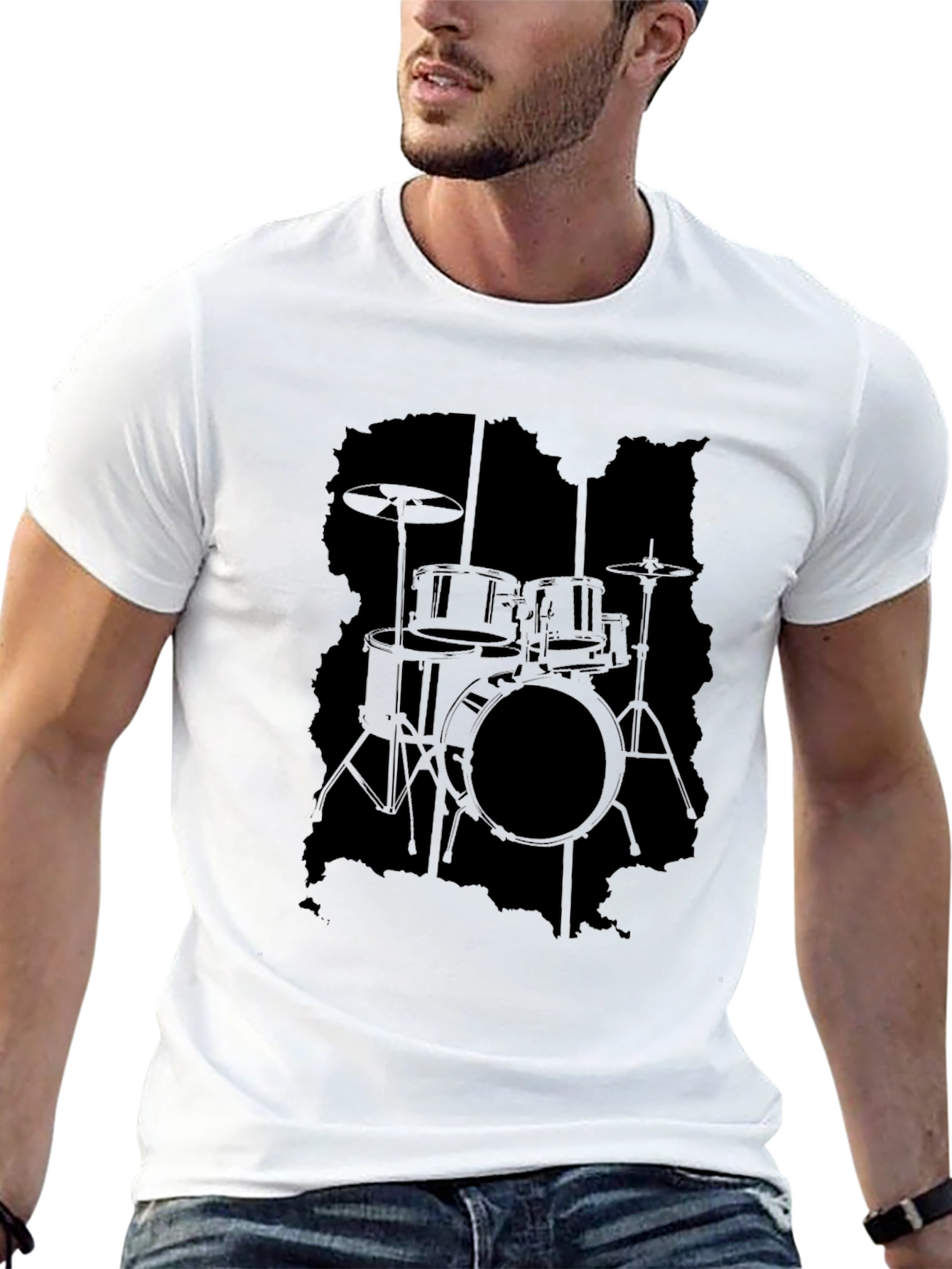 Black Black Drum Set Graphic T-Shirt view 13