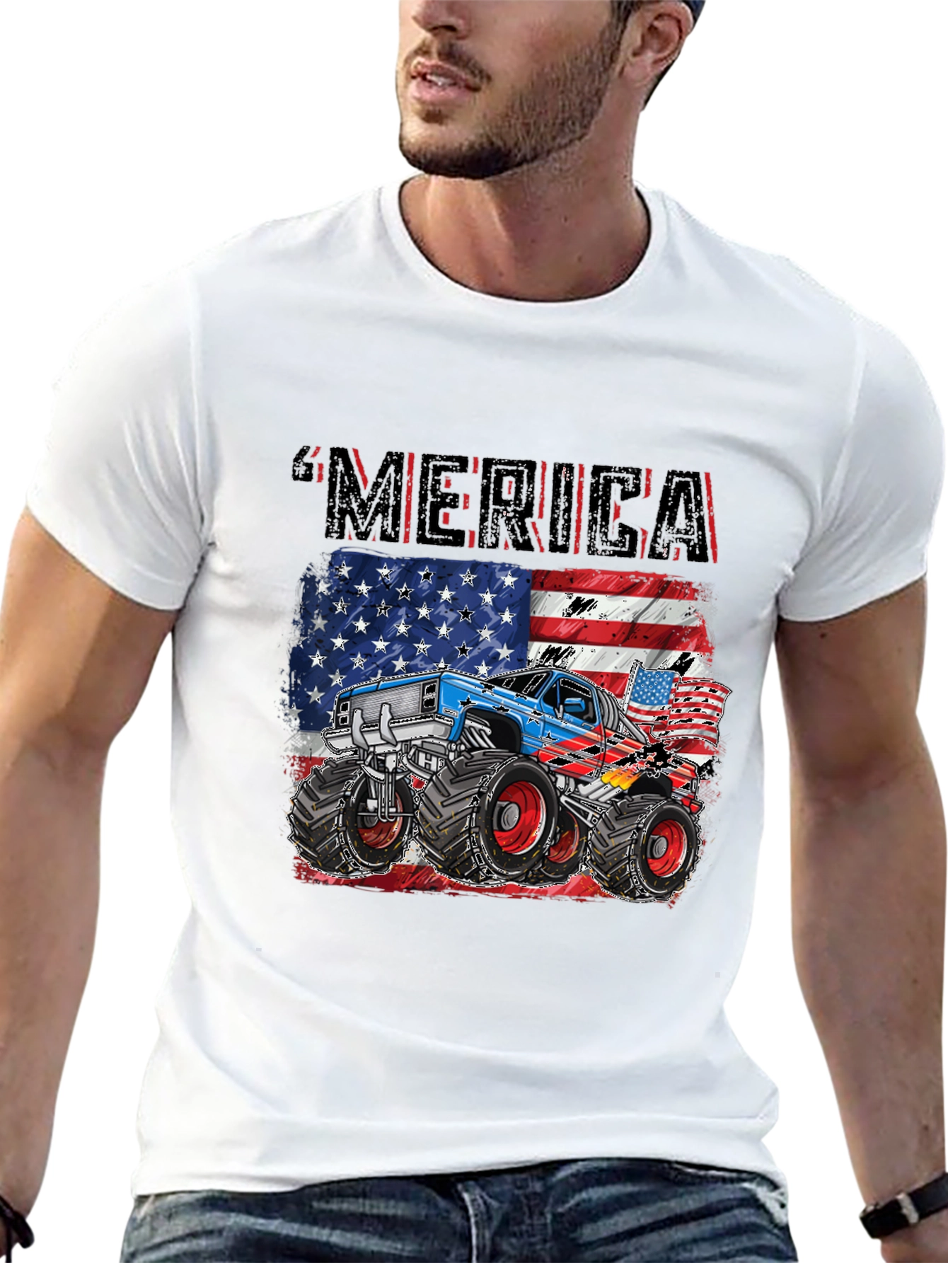 Black American Pride Monster Truck Graphic Tee view 13