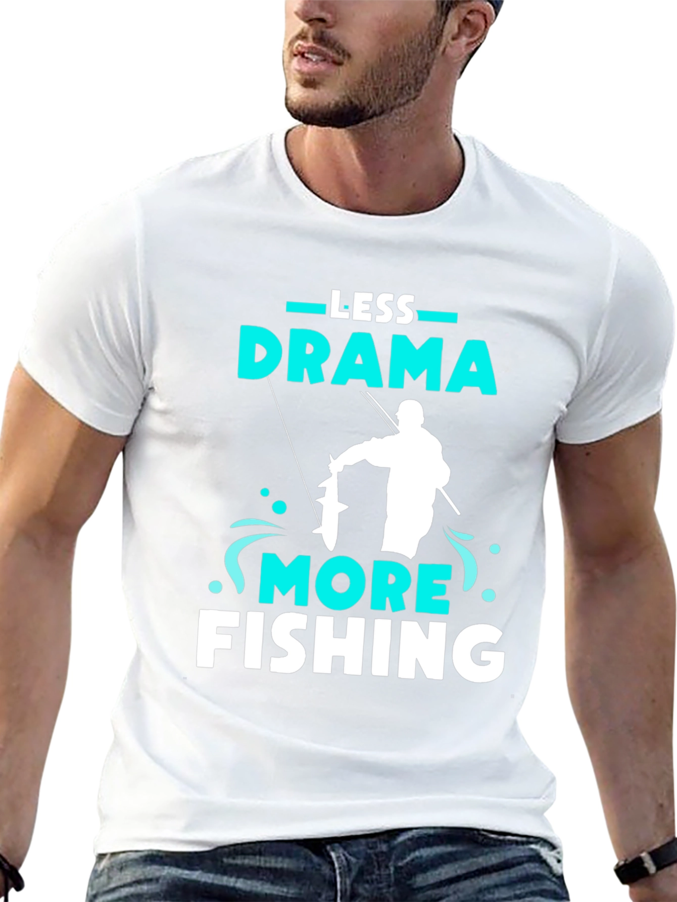 Black Less Drama More Fishing Graphic Tee view 13