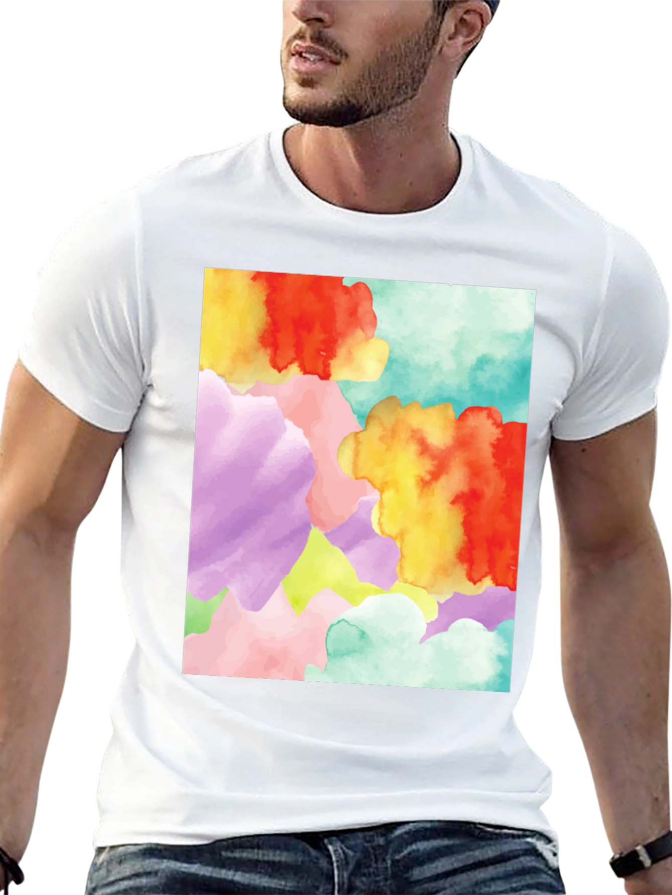 Black Abstract Watercolor Graphic Tee - Unique Design view 13