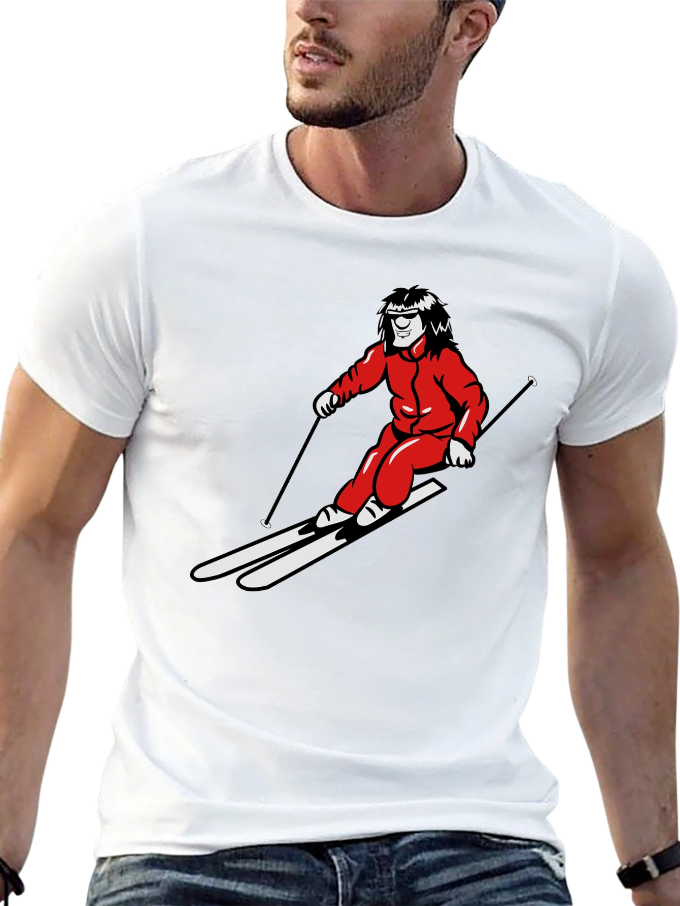 Black Retro Ski T-Shirt - Black Cotton Blend view 13