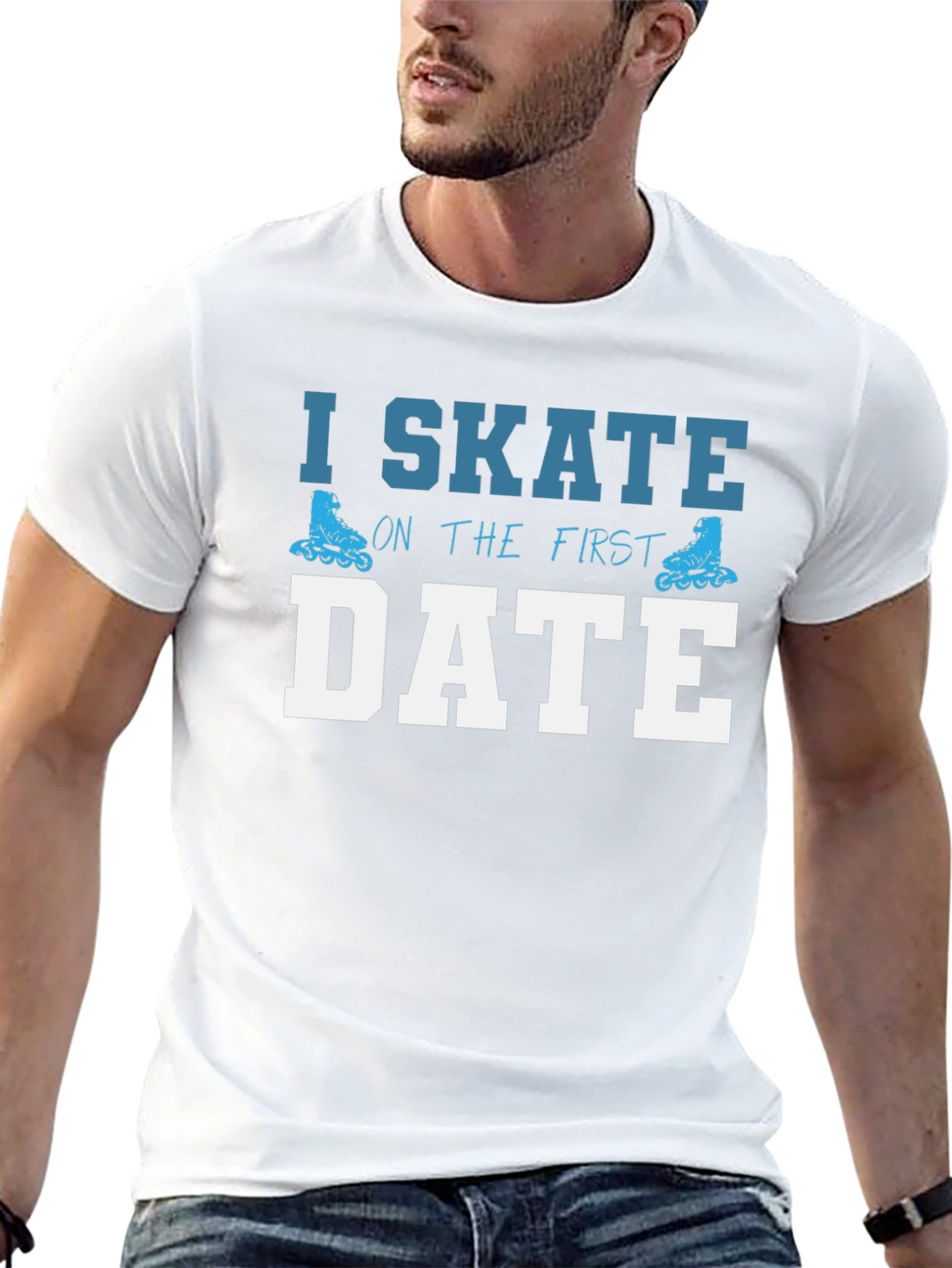 Black I Skate on The First Date T-Shirt view 13