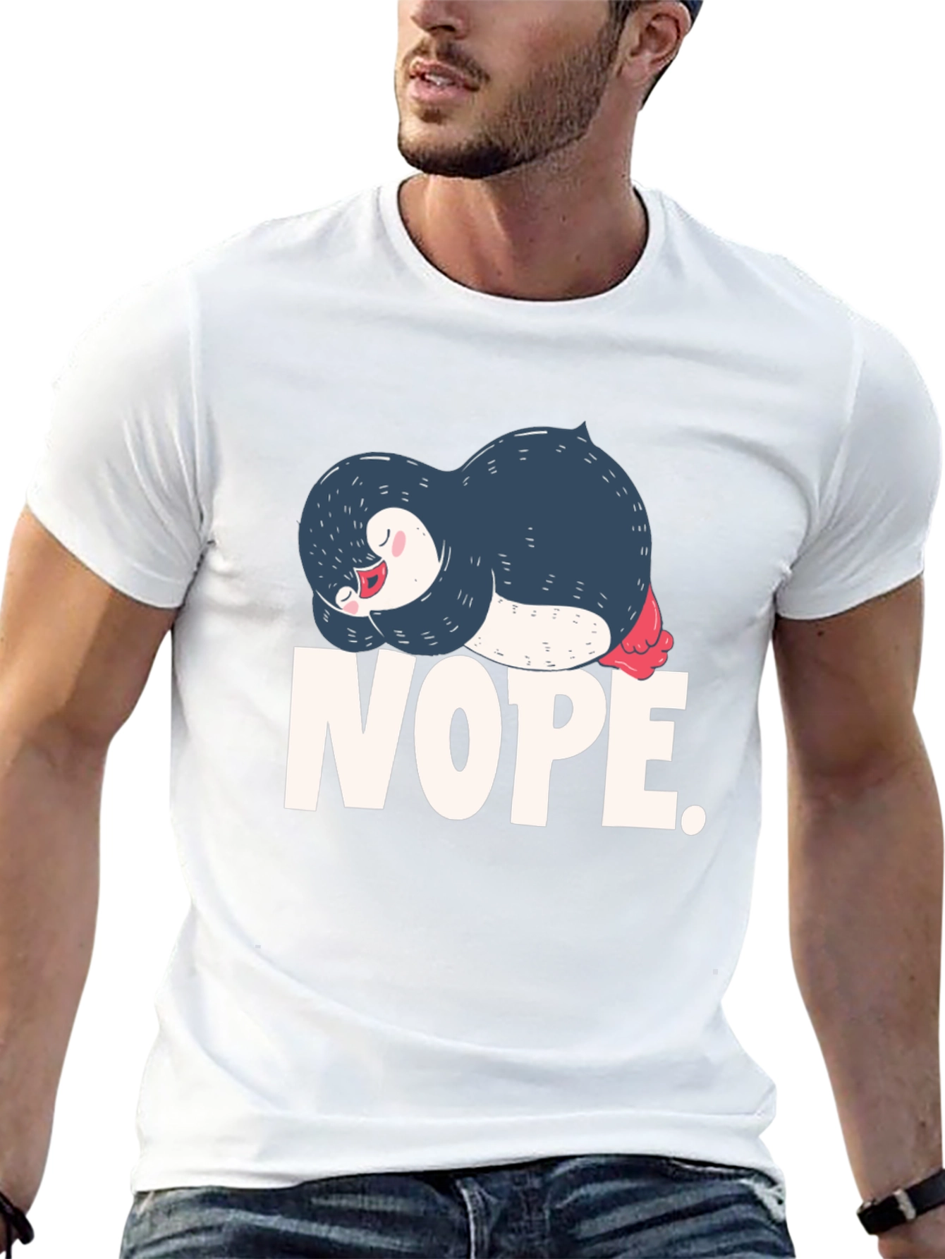 Black Nope Penguin Graphic T-Shirt view 13