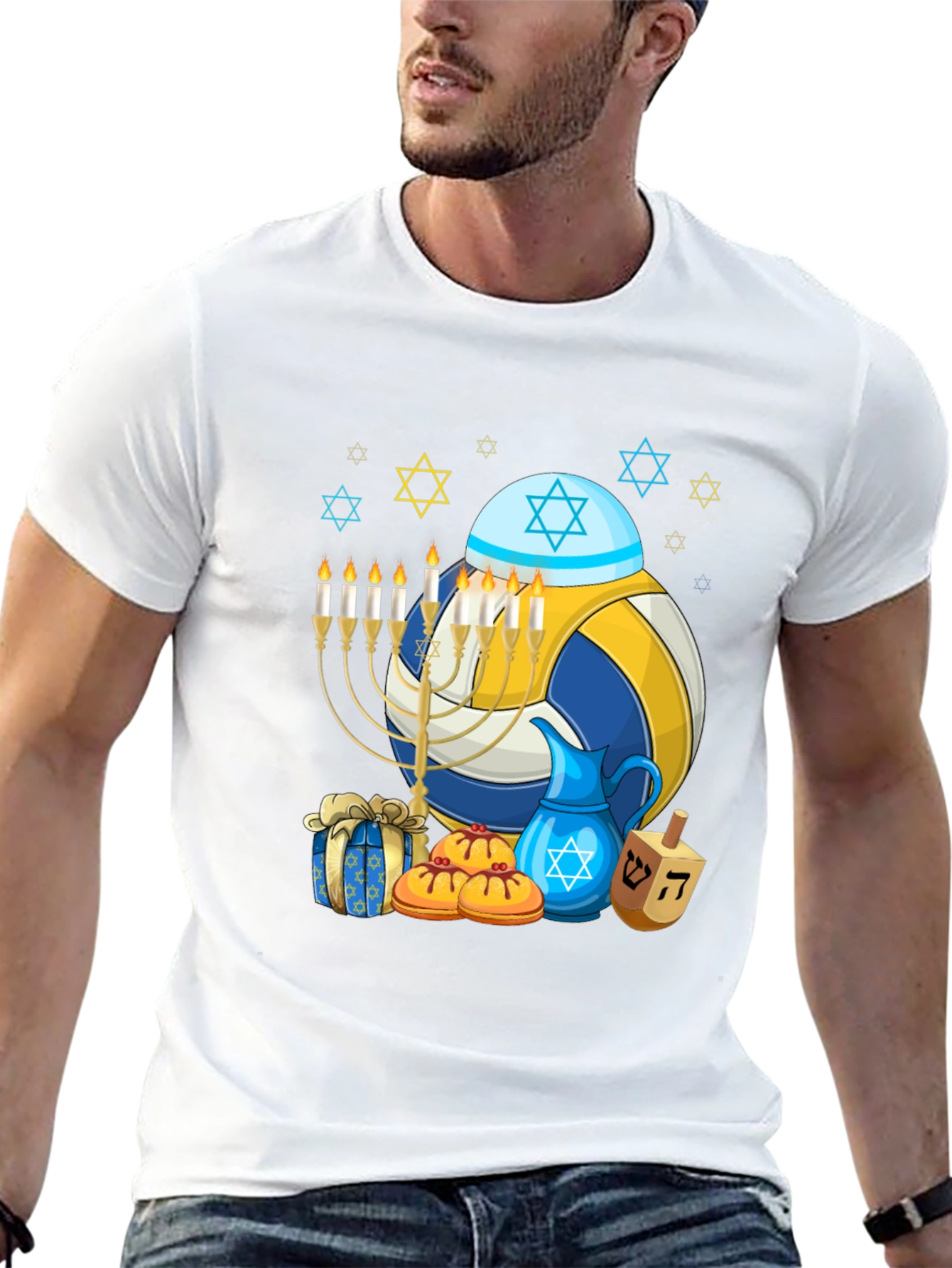 Black Hanukkah Volleyball T-Shirt view 13