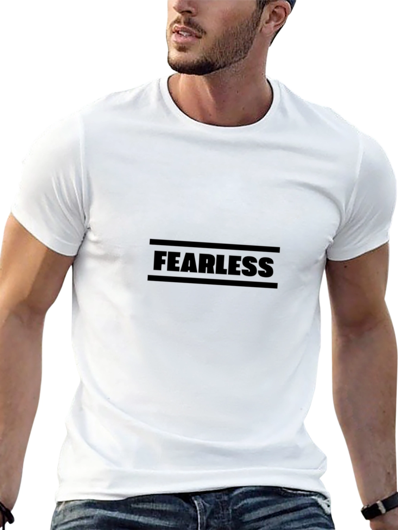 Black Fearless Black Graphic Tee - Stylish Casual Wear view 13