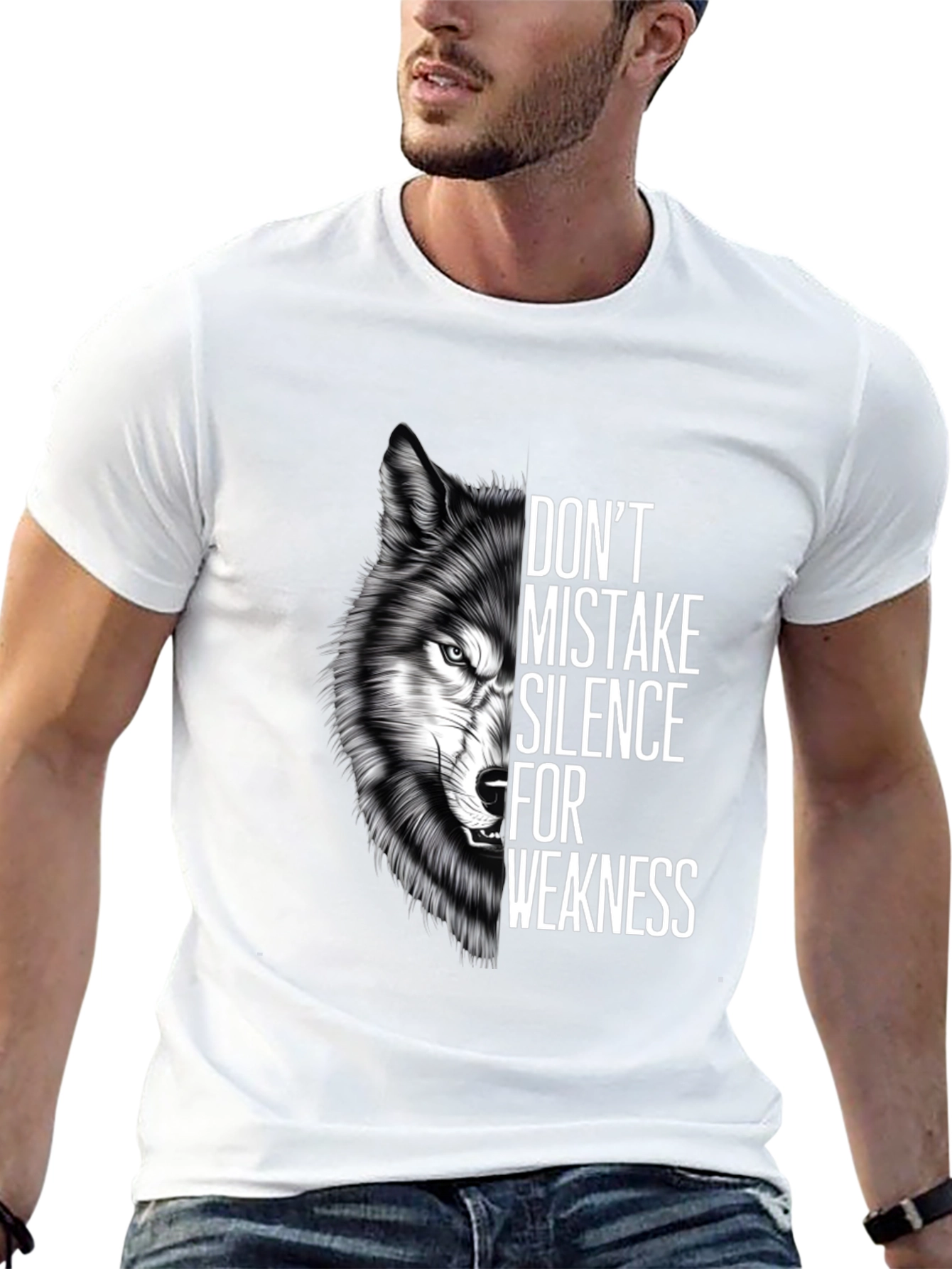 Black Wolf Silence Graphic Tee - Don't Mistake Silence For Weakness T-Shirt view 13