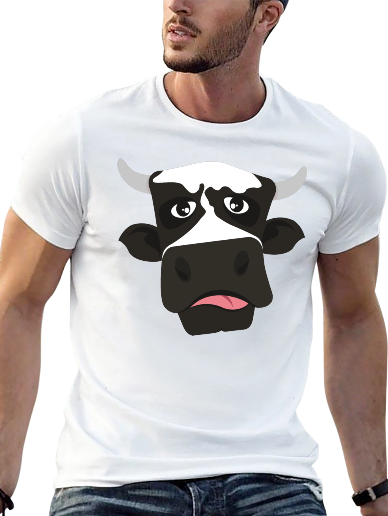 Funny Cow Graphic Print Black T-Shirt - 13