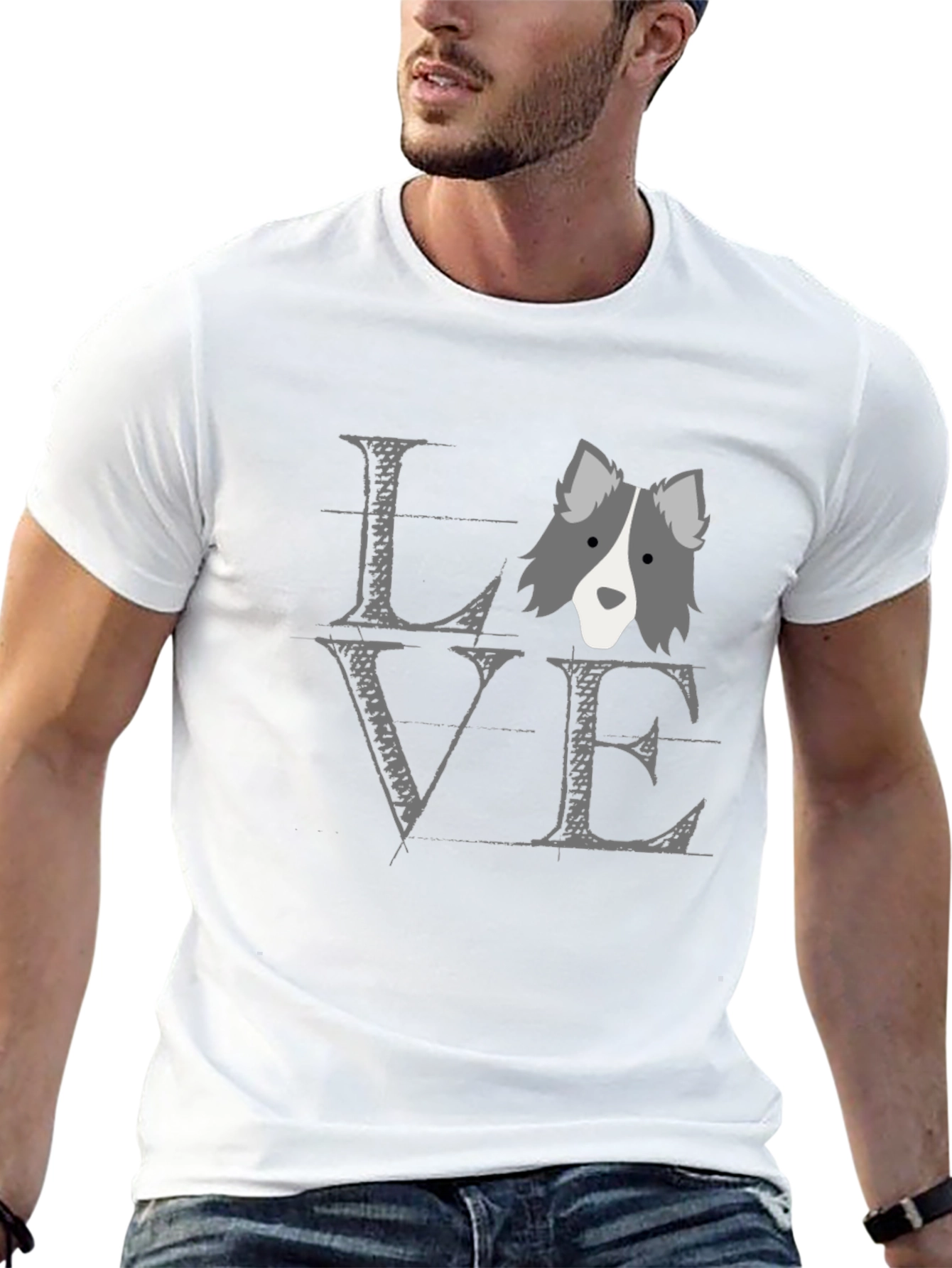 Black Dog Love T-Shirt - Unisex Black Cotton Tee view 13