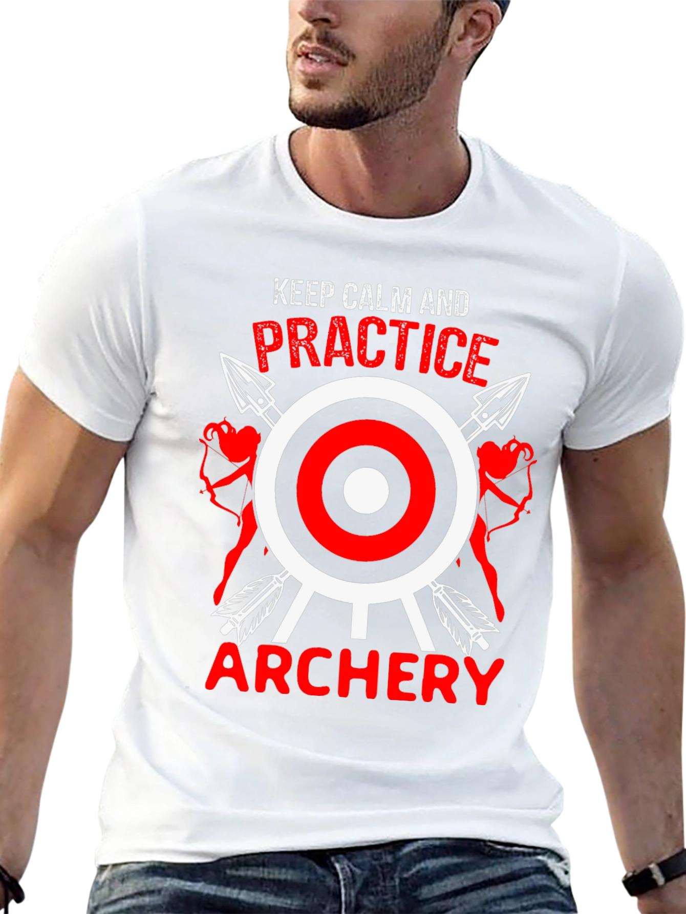 Black Keep Calm Practice Archery Black T-Shirt view 13