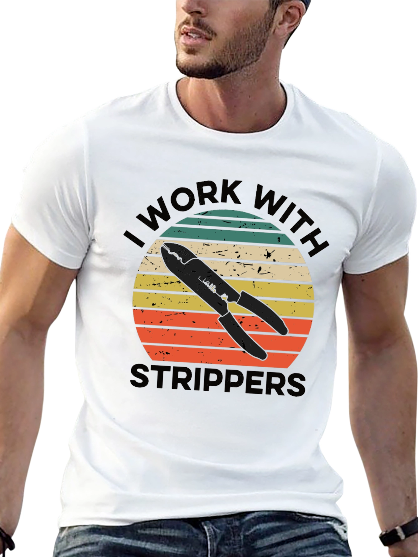 Black I Work With Strippers Funny Electrician T-Shirt view 13