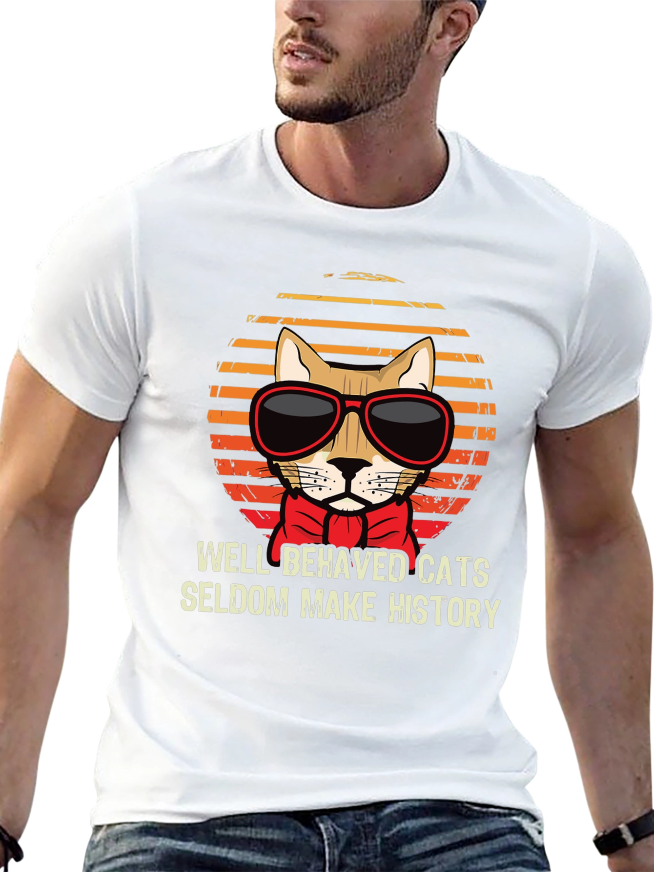 Black Cool Cat T-Shirt - Well Behaved Cats view 13