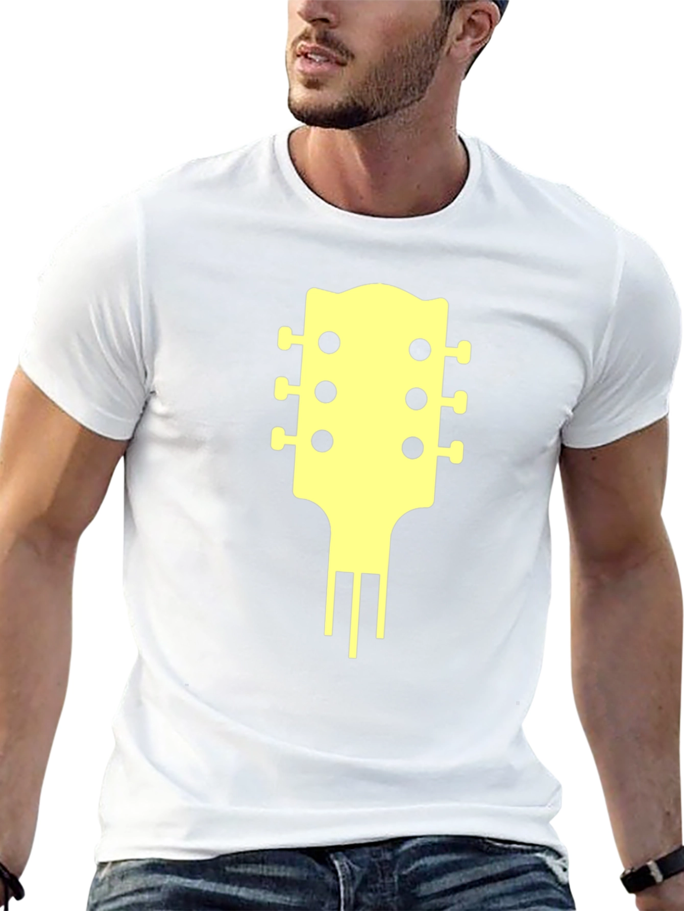 Black Guitar Headstock Graphic Tee view 13